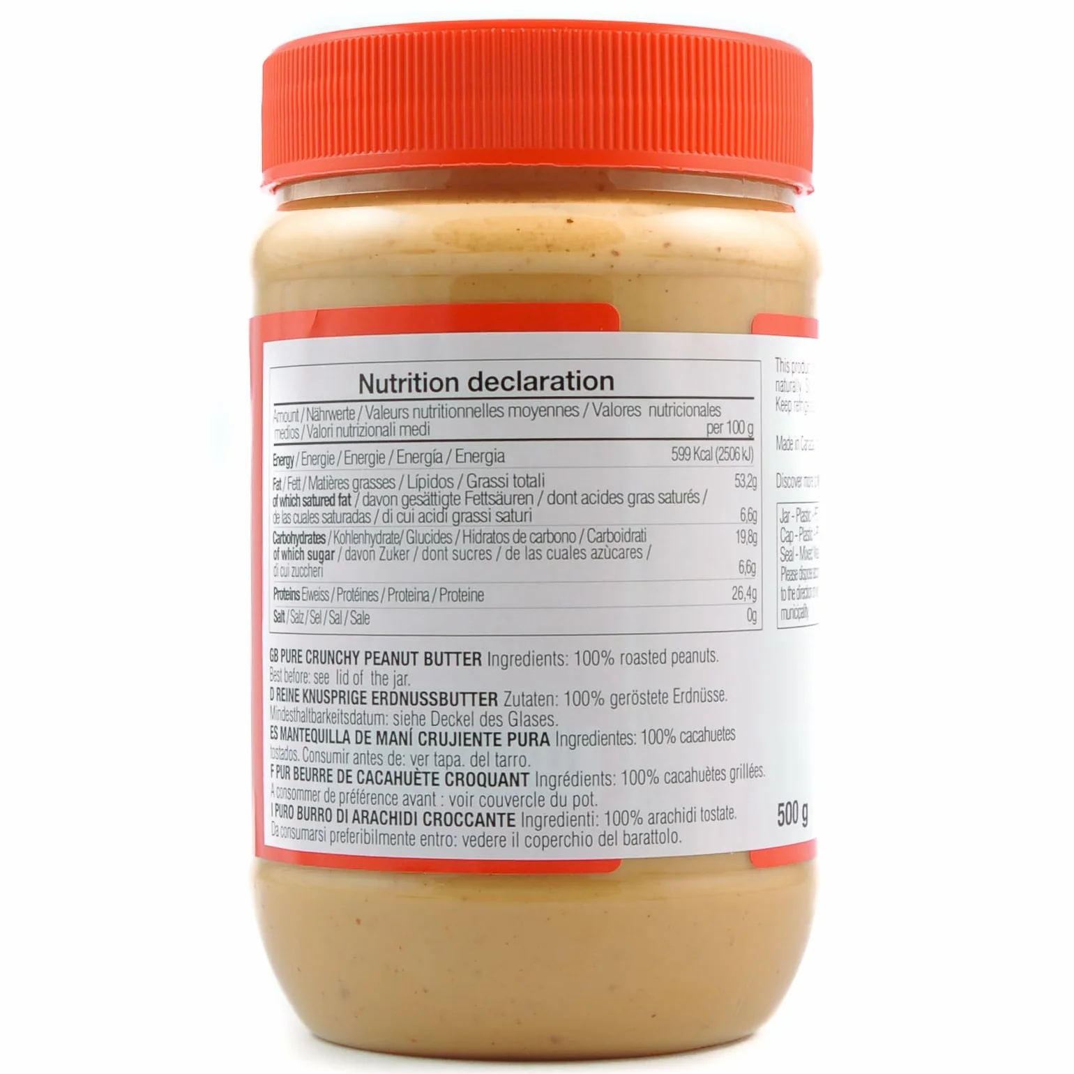 MapleFarm - 100% Czyste chrupiące masło orzechowe (CRUNCHY) - 2 x 500g (1 Kg) - Proteinowe masło orzechowe - Proteinowy krem ​​- Naturalne masło orzechowe - Peanut Cream - Peanut butter crunchy