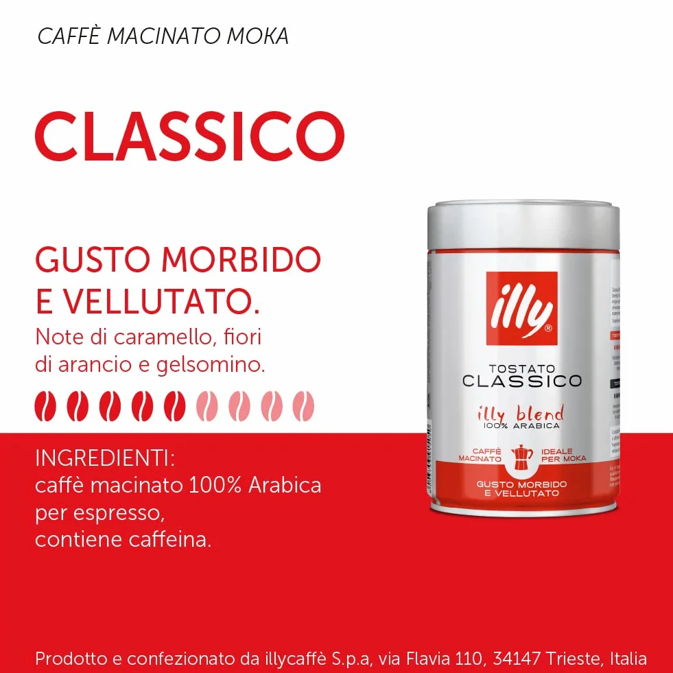 illy Classico, Kawa mielona, Średnio palona, 100% Arabica, 250g
