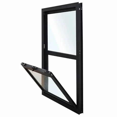 Pionowe aluminiowe okno serwisowe do ciężarówek spożywczych, restauracji i wózków mobilnych, konstrukcja montażu podtynkowego (60 x 100 cm) do łazienek i stojaków na przekąski