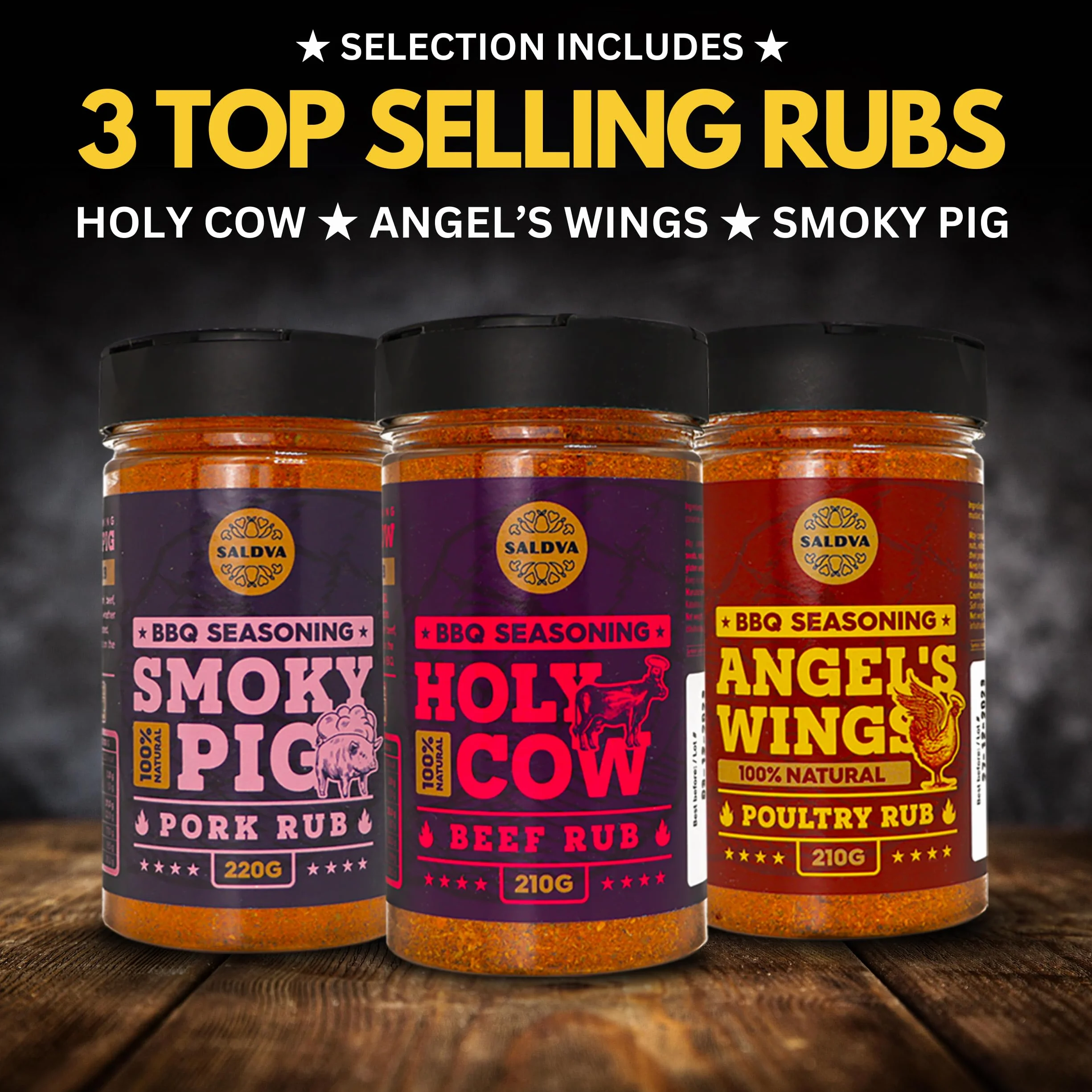 Zestaw przypraw do grilla Święta Krowa żeberko Adama skrzydła anioła świnka Ultimate Rub & Veggie War 6 sztuk naturalny