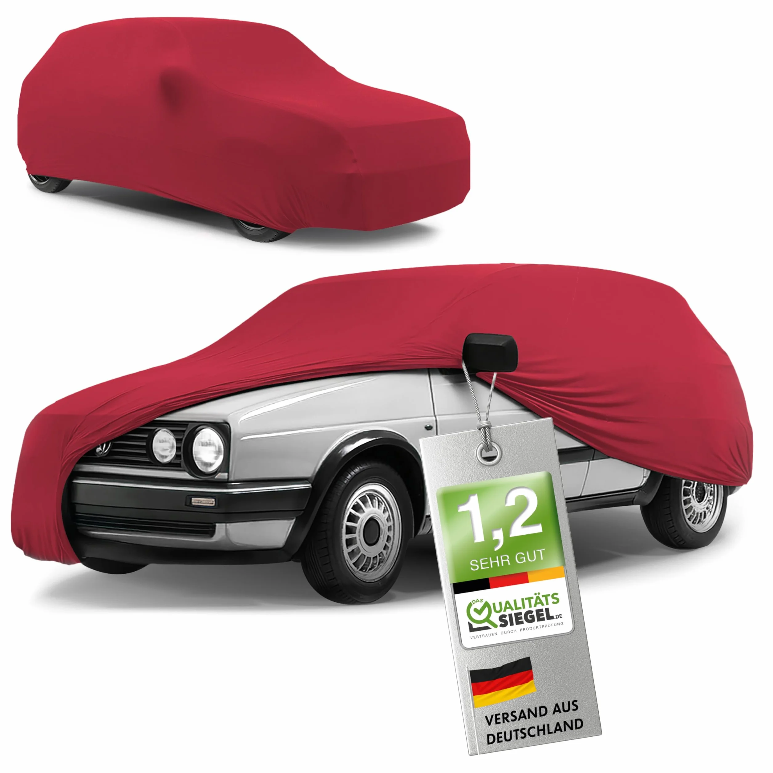 WALSER Pokrowiec na samochód Indoor Stretch Plus wysokiej jakości, bardzo dobry, na zimę, plandeka na samochód, rozmiar 1, czerwony