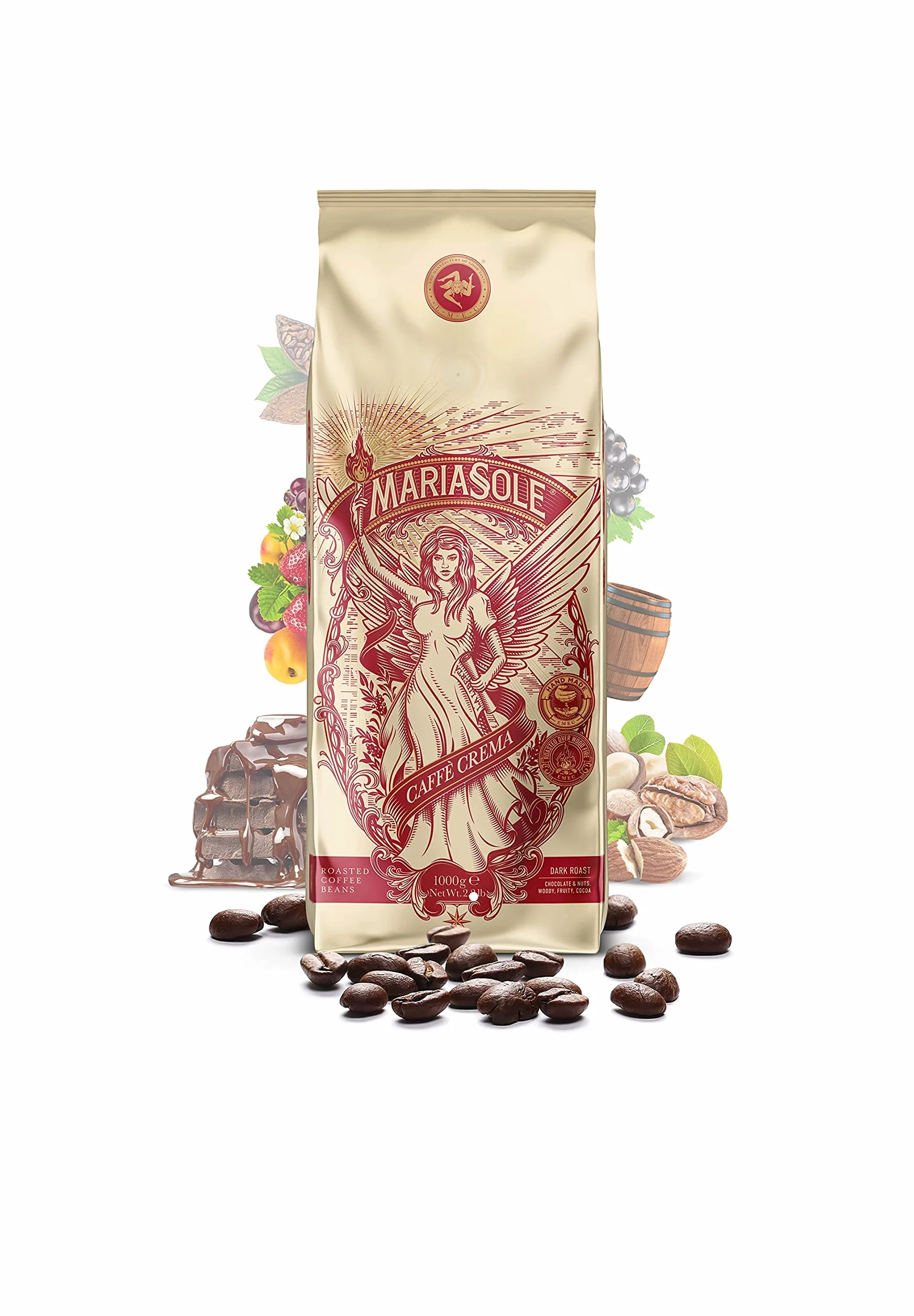 MariaSole Caffè Crema 1 kg – tradycyjne palenie na Sycylii ziarna kawy premium
