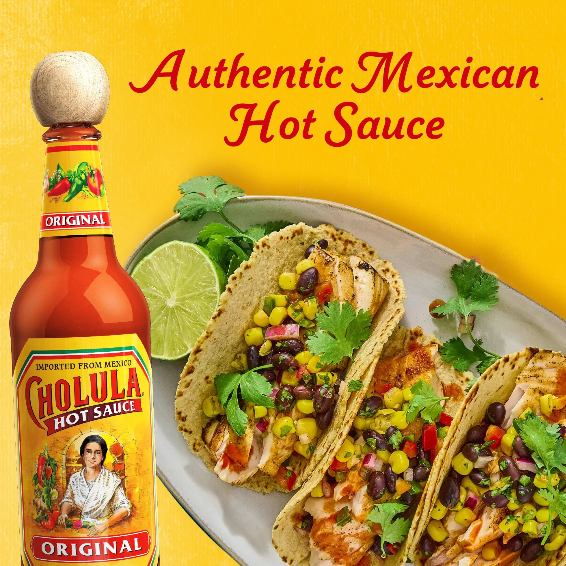 Cholula Oryginalny gorący sos z drewnianą nakładką, 5 oz