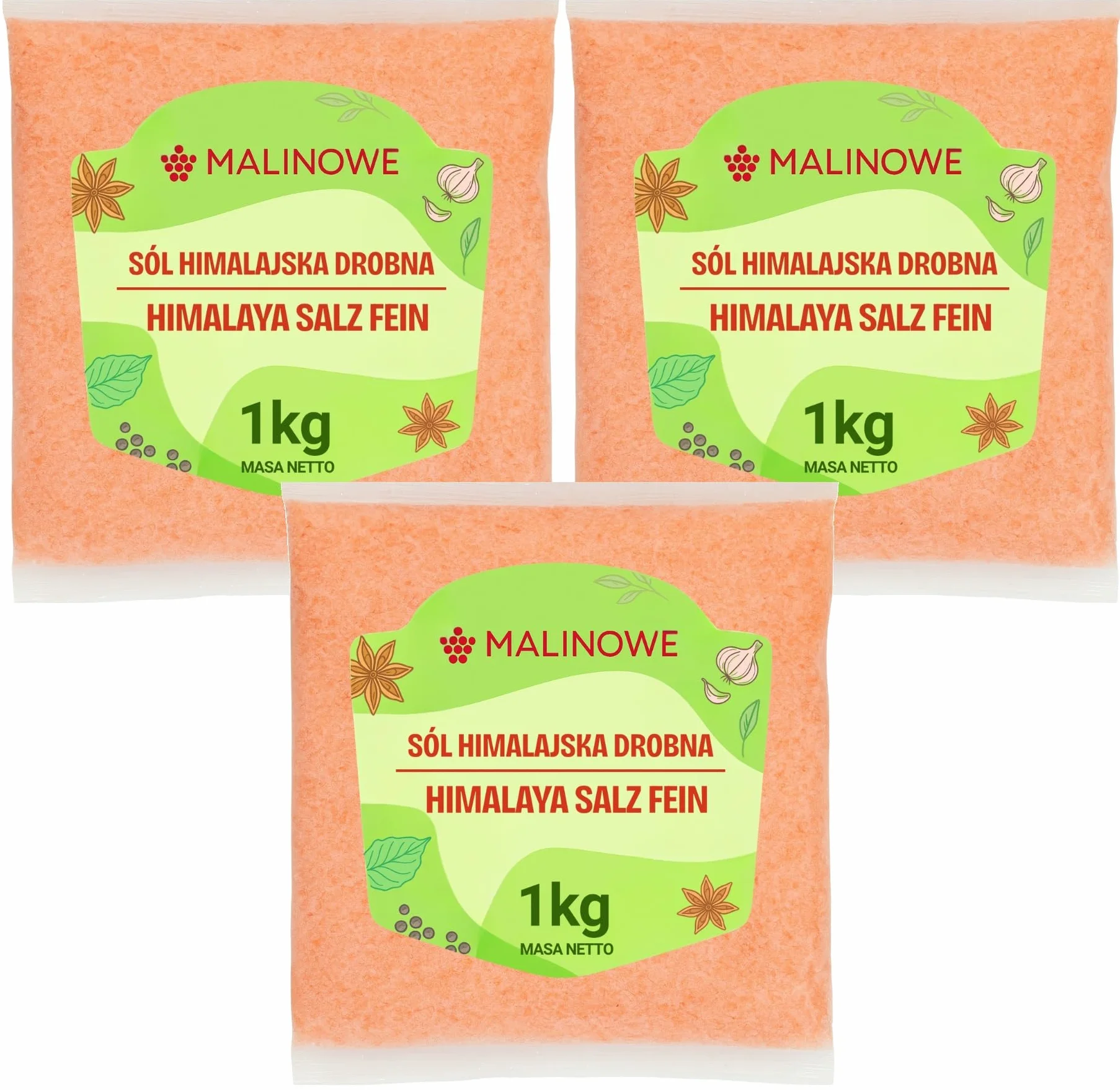 Malinowe SÓL HIMALAJSKA DROBNA 3x1kg Różowa Naturalna