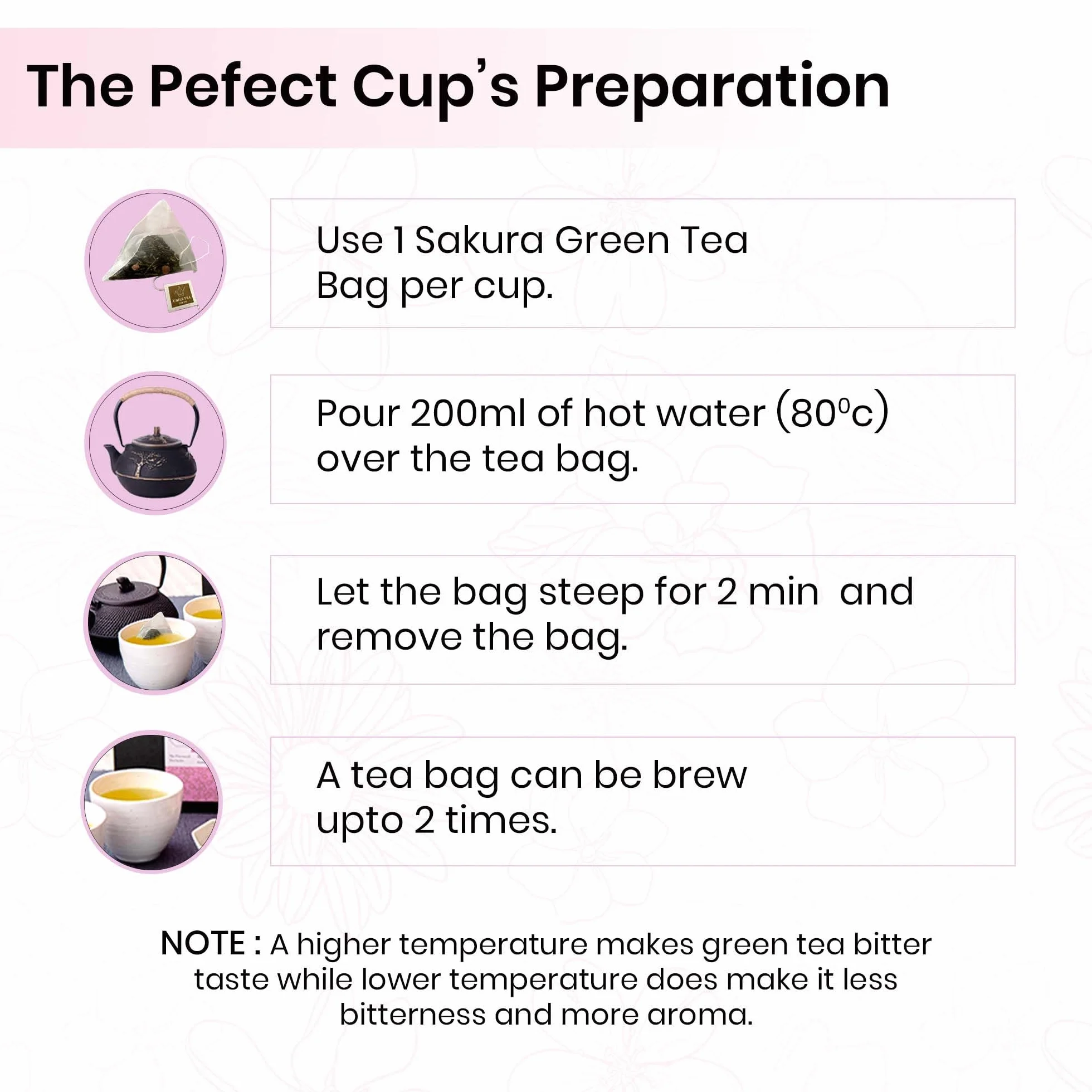 Herbata wiśniowa Sakura od CHILL TEA Tokio - 100% japońska herbata z kwiatów wiśni - bez plastikowych torebek - Pełny, owocowy, kwiatowy smak (8 torebek)