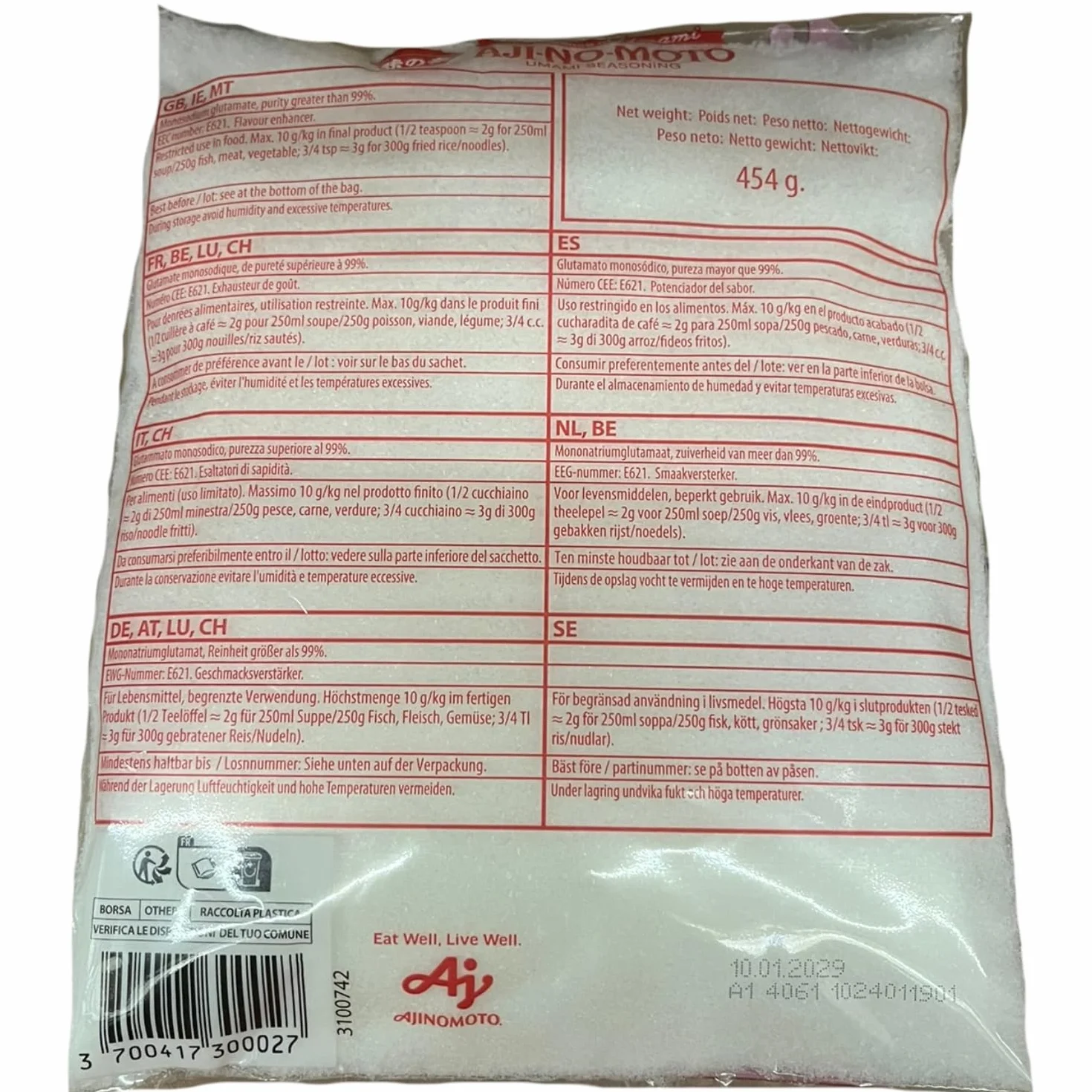 AJINOMOTO Glutaminian sodu - 1 X 454 GR