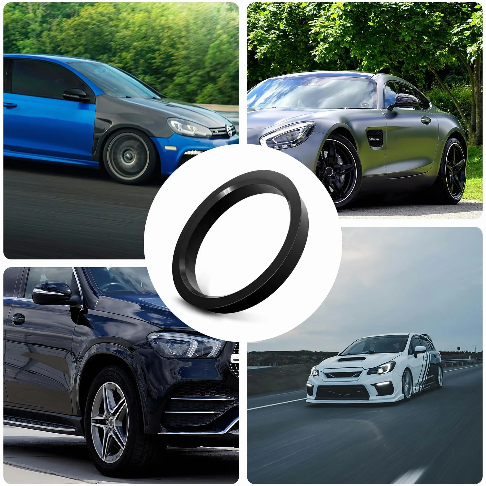 Pierścienie centrujące 66,6 na 57,1 mm - 4 pierścienie centrujące z tworzywa sztucznego, kompatybilne z VW, Mercedes Benz, Audi, piasty kół, pierścienie centrujące do felg aluminiowych lub stalowych