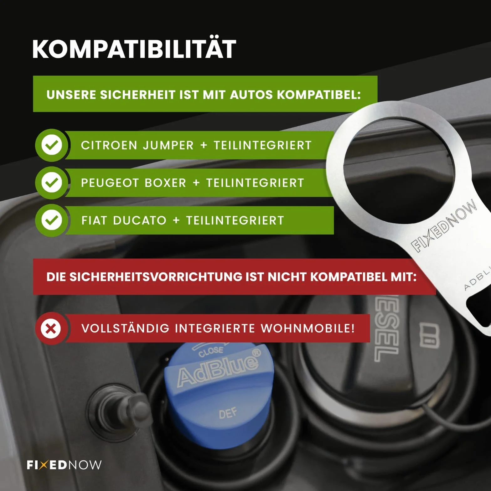 AdBlue zamknięcie zabezpieczające ze stali nierdzewnej