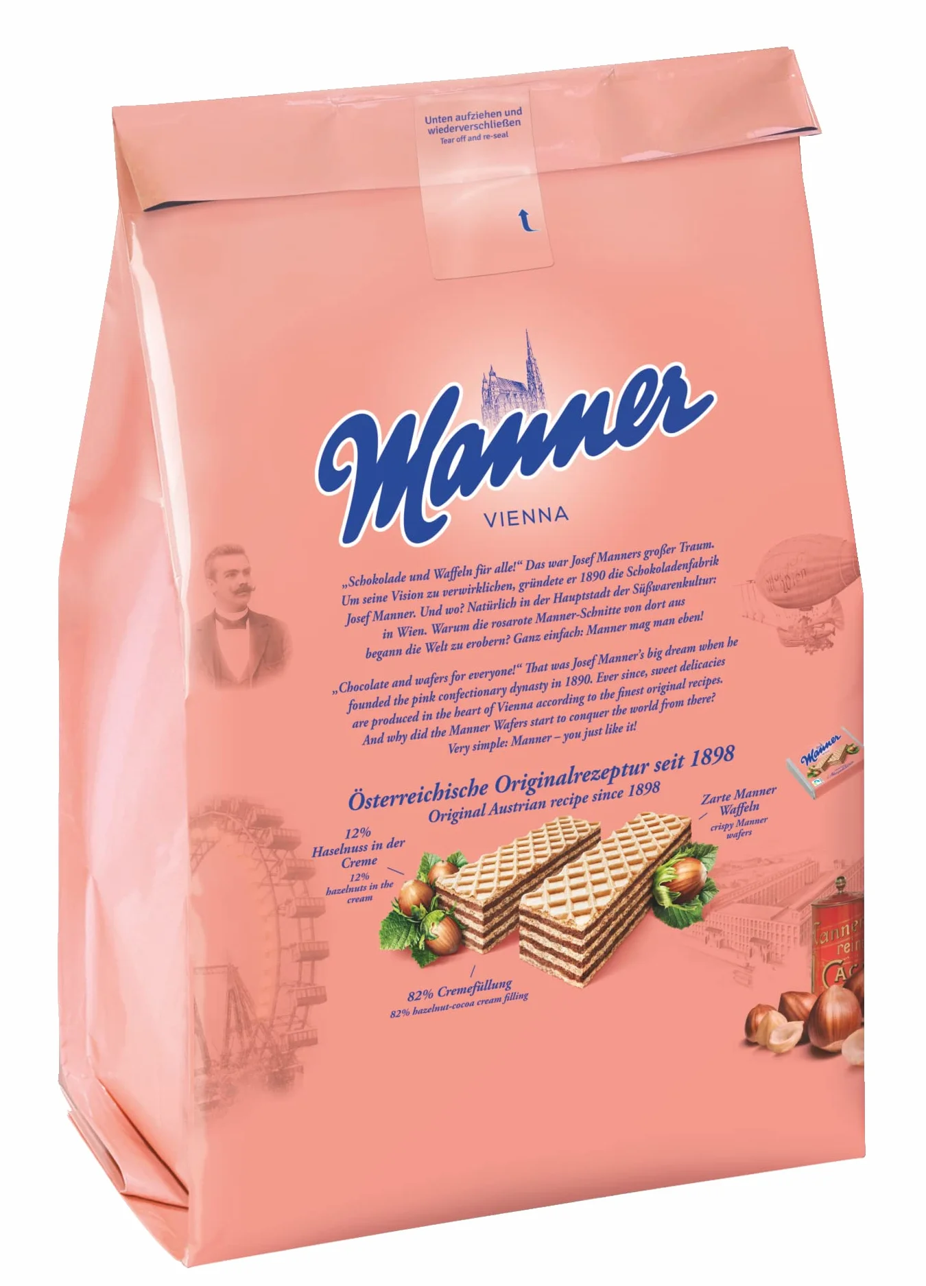 Manner Neapolitaner wegańskie chrupiące wafle z kremem z orzechów laskowych 400 g