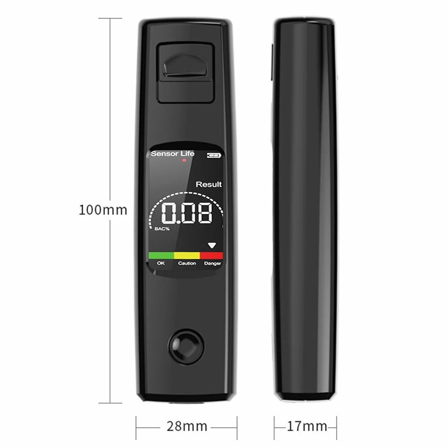 Alkomat bezdotykowy z wyświetlaczem LCD, 3-kolorowy alarm, przenośny miernik alkoholu do samochodu