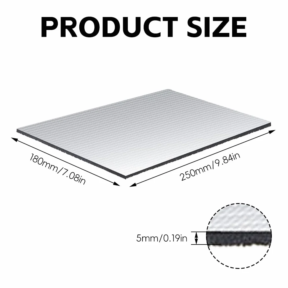 15 sztuk płyt izolacyjnych do samochodu, 250 x 180 x 5 mm, redukcja hałasu, samoprzylepna, izolacja akustyczna, płyta izolacyjna maski, ognioodporna, odporna na wilgoć