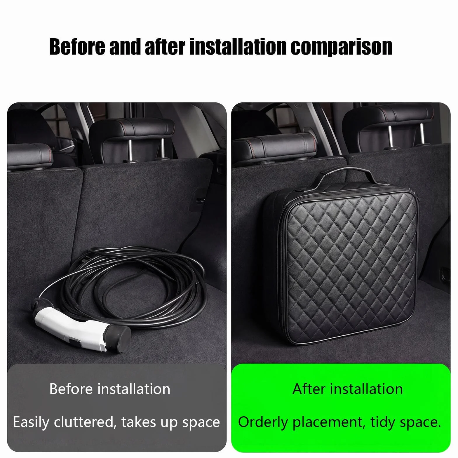Carrying Bag - Multifunctional Travel Storage Organizer, Portable Vehicle Cable Pouch with Zippered Compartments, Ideal for Sedans Pickups Trucks Trailers Automotive Accessories