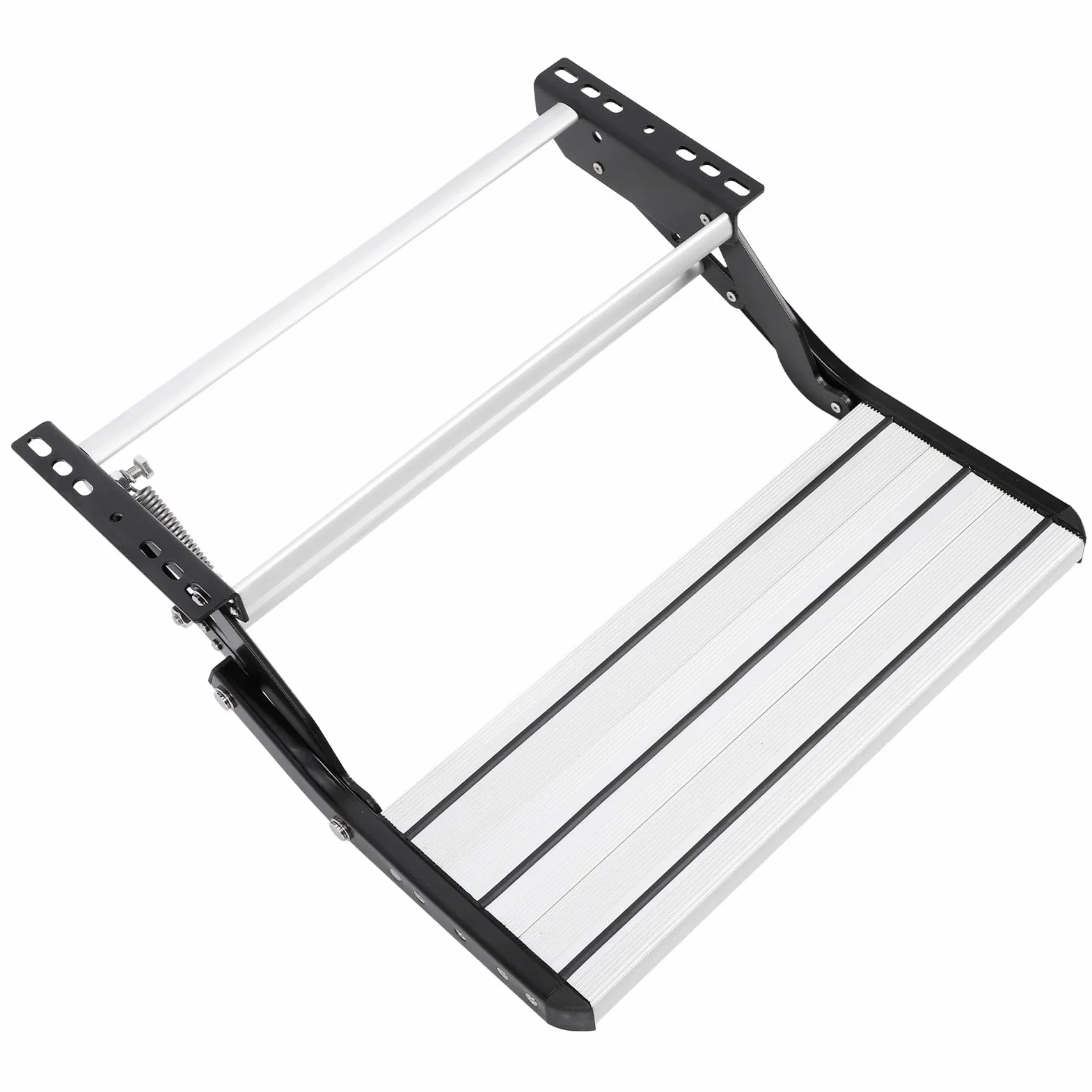 Stopień do Samochodu Kempingowego, stopień do Samochodu Kempingowego, Składana Drabina Aluminiowa, Szeroka Powierzchnia Antypoślizgowa, nośność do 200 Kg, Drabinka Schodowa Jako