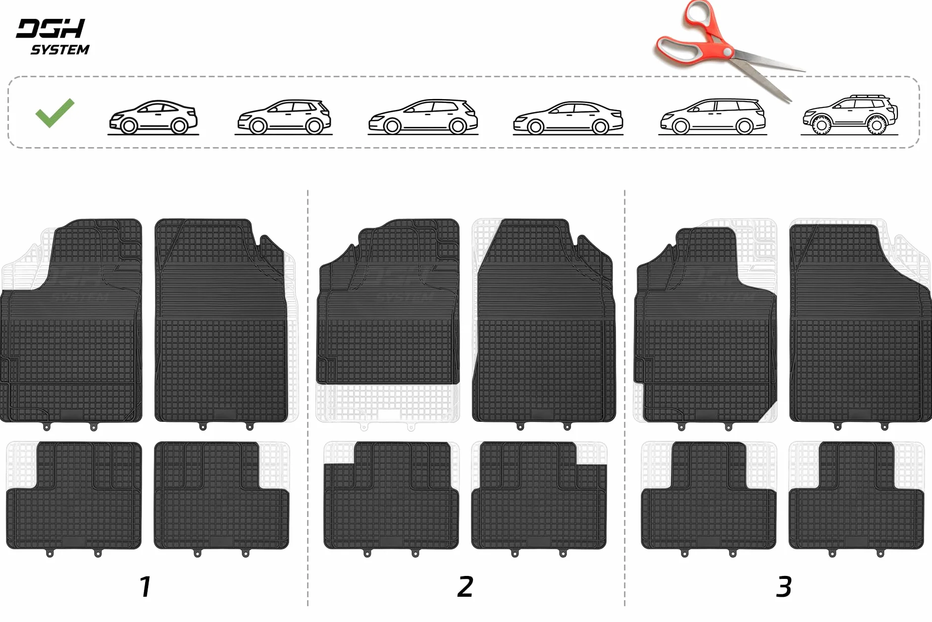 Uniwersalne Dywaniki gumowe Wycieraczki samochodowe kompatybilne z Renault MEGANE III HATCHBACK 5-DRZ. 2008-2016