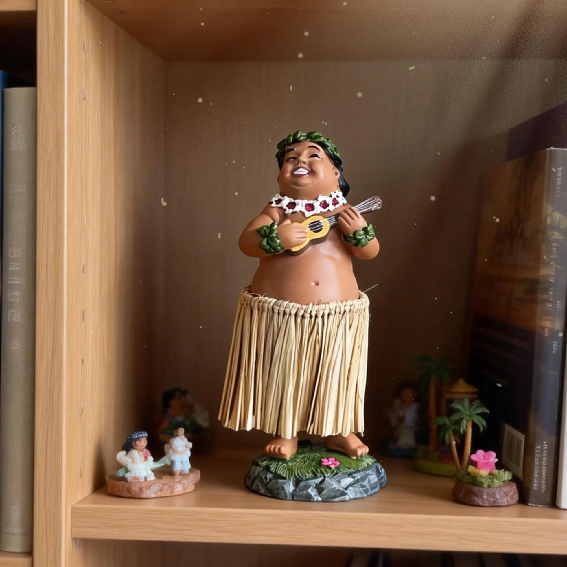 Hawaiian Hula Dashboard Doll, figurka samochodowa hawajska tancerka wobbly, dekoracja hawajskiej tancerki, rzemiosła, nadaje się do samochodu, Burea (naturalny kolor)