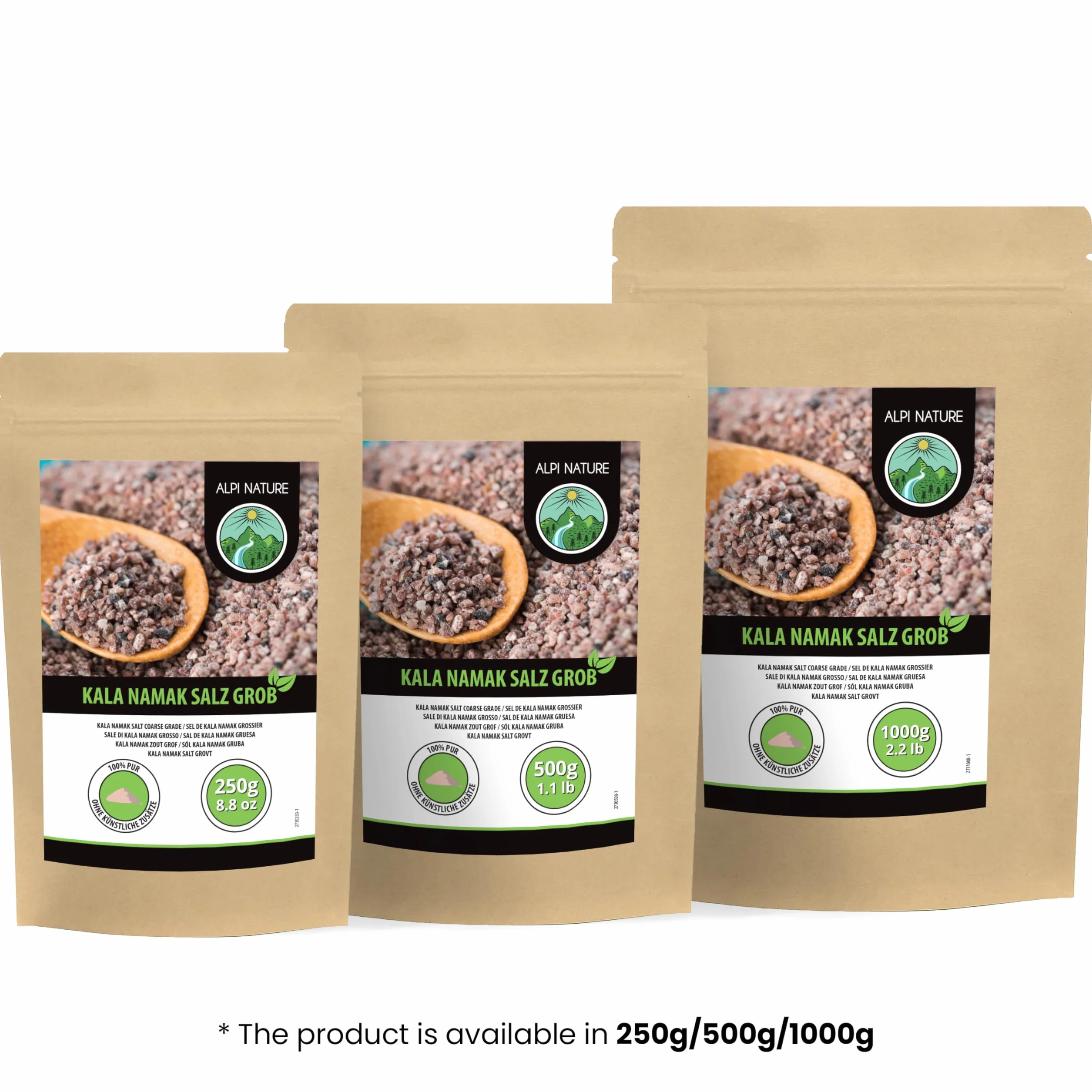 Alpi Nature Gruba Sól Kala Namak 500g, Naturalna Czarna Sól Kamienna Kala Namak Gruba