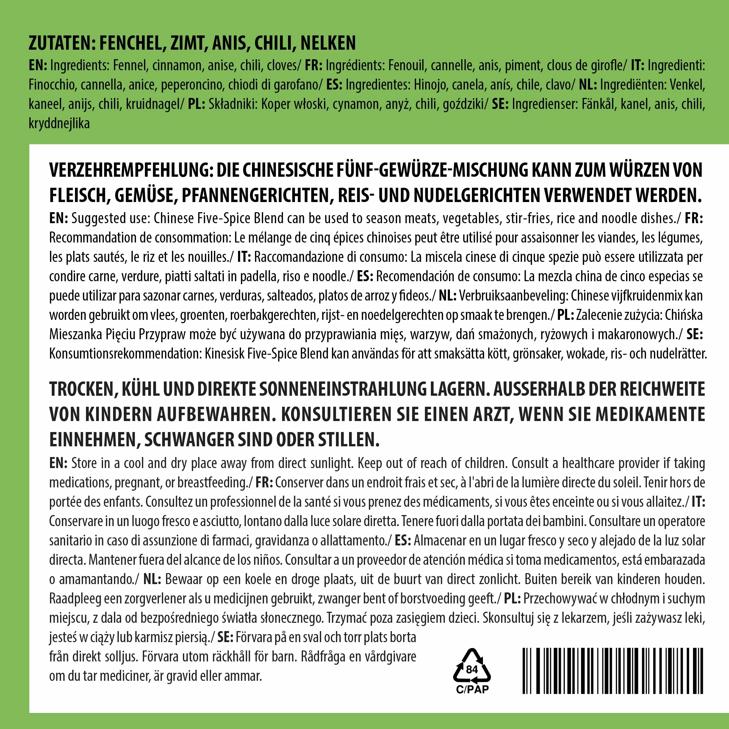 Alpi Nature Chińska Przyprawa Pięciu Smaków w Proszku 250g, Chińska Przyprawa, Proszek Pięciu Smaków
