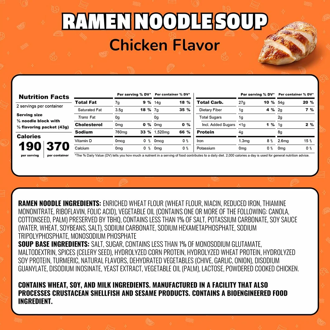 Maruchan Ramen Chicken, Instant Ramen Noodles, Ready to Eat Meals, 3 Oz, 24 Count