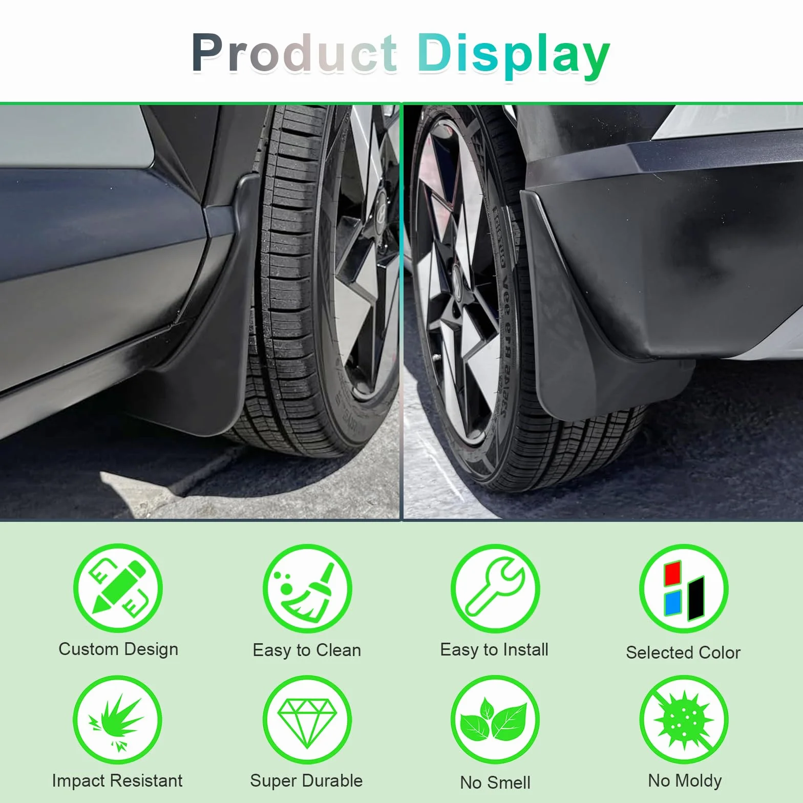 GAFAT Kompatybilny z Hyundai Kona SX2 2024 2025 błotnik, Kona SX2 EV Hybrid od 2024 błotnik z przodu i tyłu, osłony przed rozbryzgami, do samochodu, ABS, plastik, wymaga wiercenia, akcesoria do Kony
