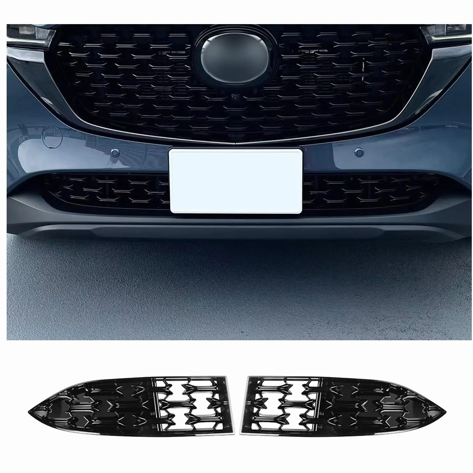 CDEFG Kompatybilny z Mazda CX-5 CX5 2022 2023 2024 facelift przednia osłona chłodnicy frills maseczka przedniego zderzaka grill samochodowy zmodyfikowane akcesoria CX5 [2 sztuki]