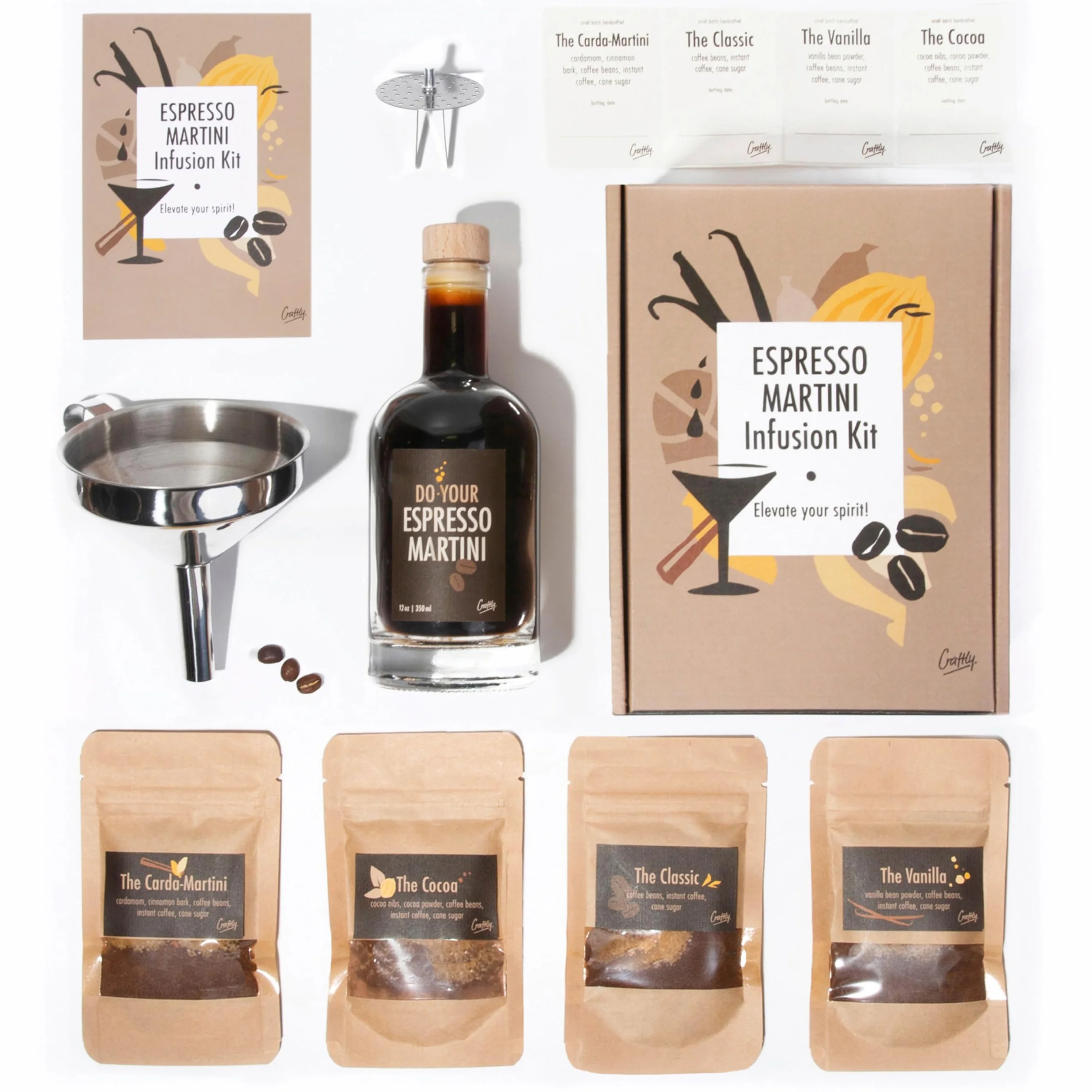 Zestaw do infuzji Espresso Martini | Zestaw do przygotowywania domowych koktajli | zestaw upominkowy dla miłośników espresso Martini | prezent dla mężczyzn i kobiet