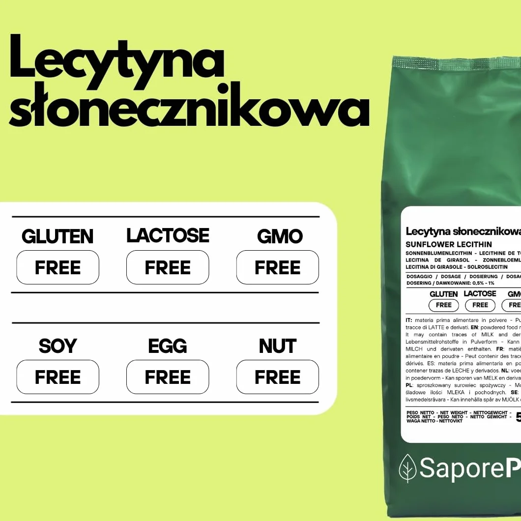 SaporePuro Leacytyna Słonecznikowa w Proszku 500 g Naturalny Emulgator Bezglutenowy