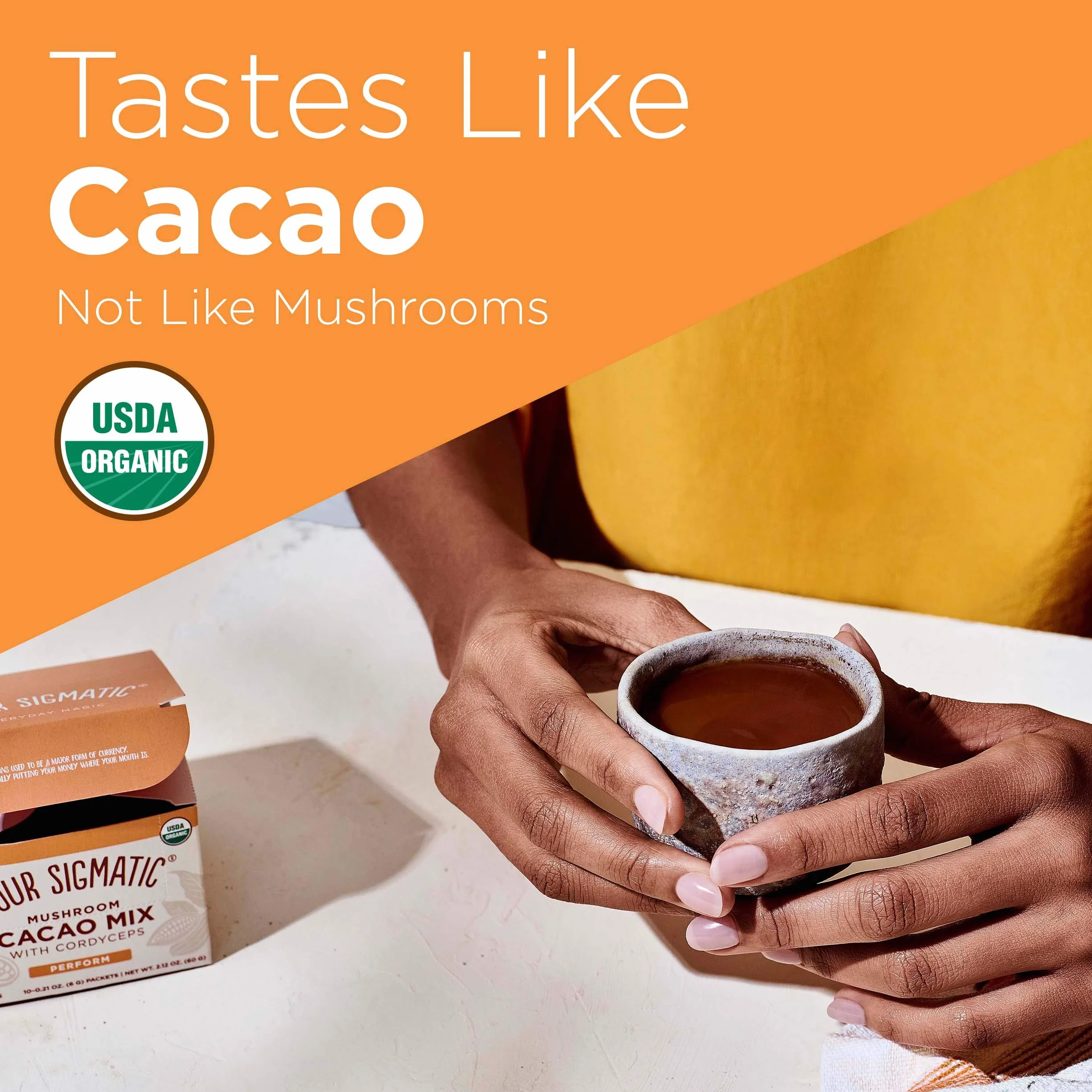 Mushroom Cacao Mix by Four Sigmatic, organiczny kacao instant with cordyceps, imbir i kokos, wspiera wydajność i energię, napój lub piecz z nim, wegański, bezglutenowy, bez dairy | 10 liczy