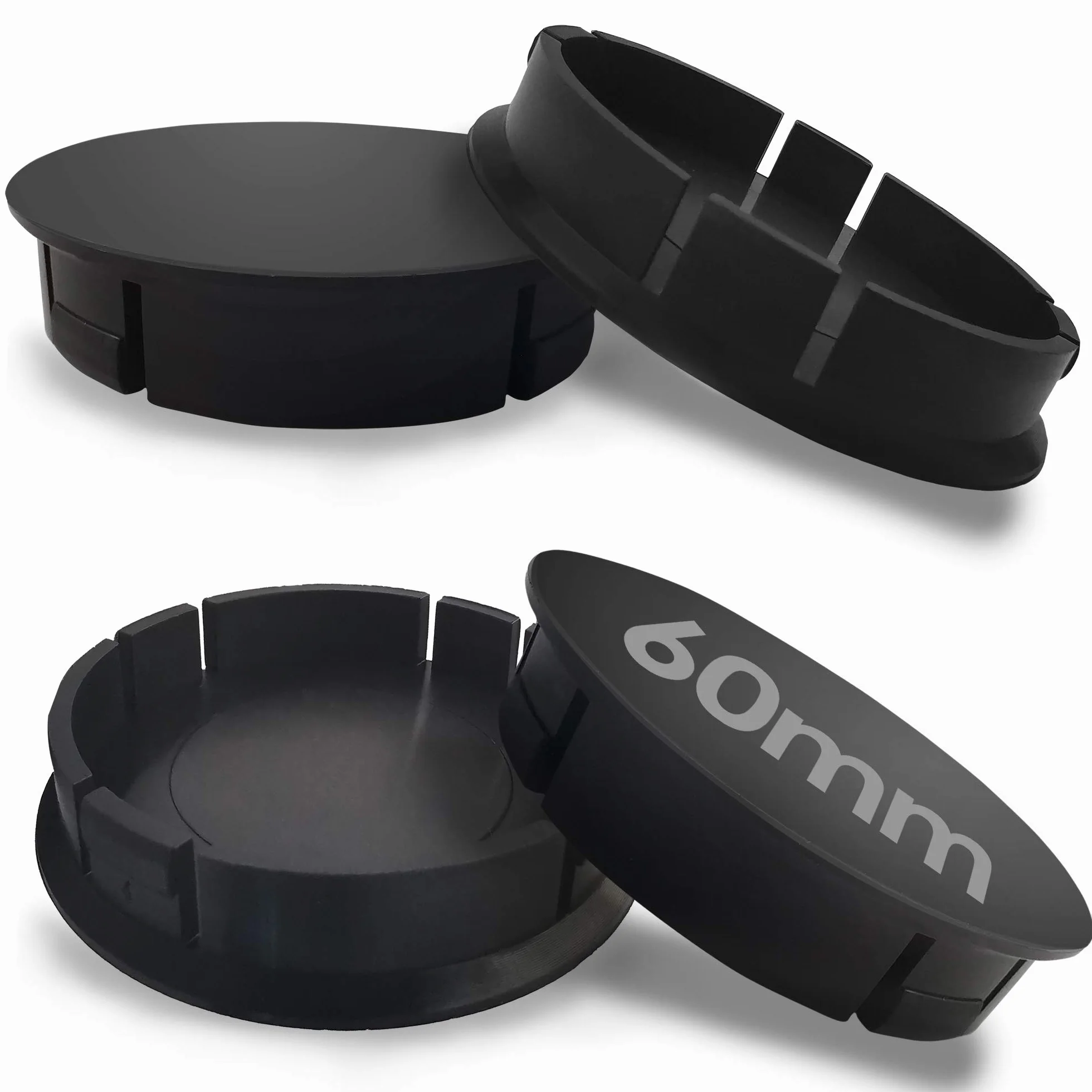 Zestaw 4 zaślepek do felg 60 mm czarne uniwersalne do tuningu
