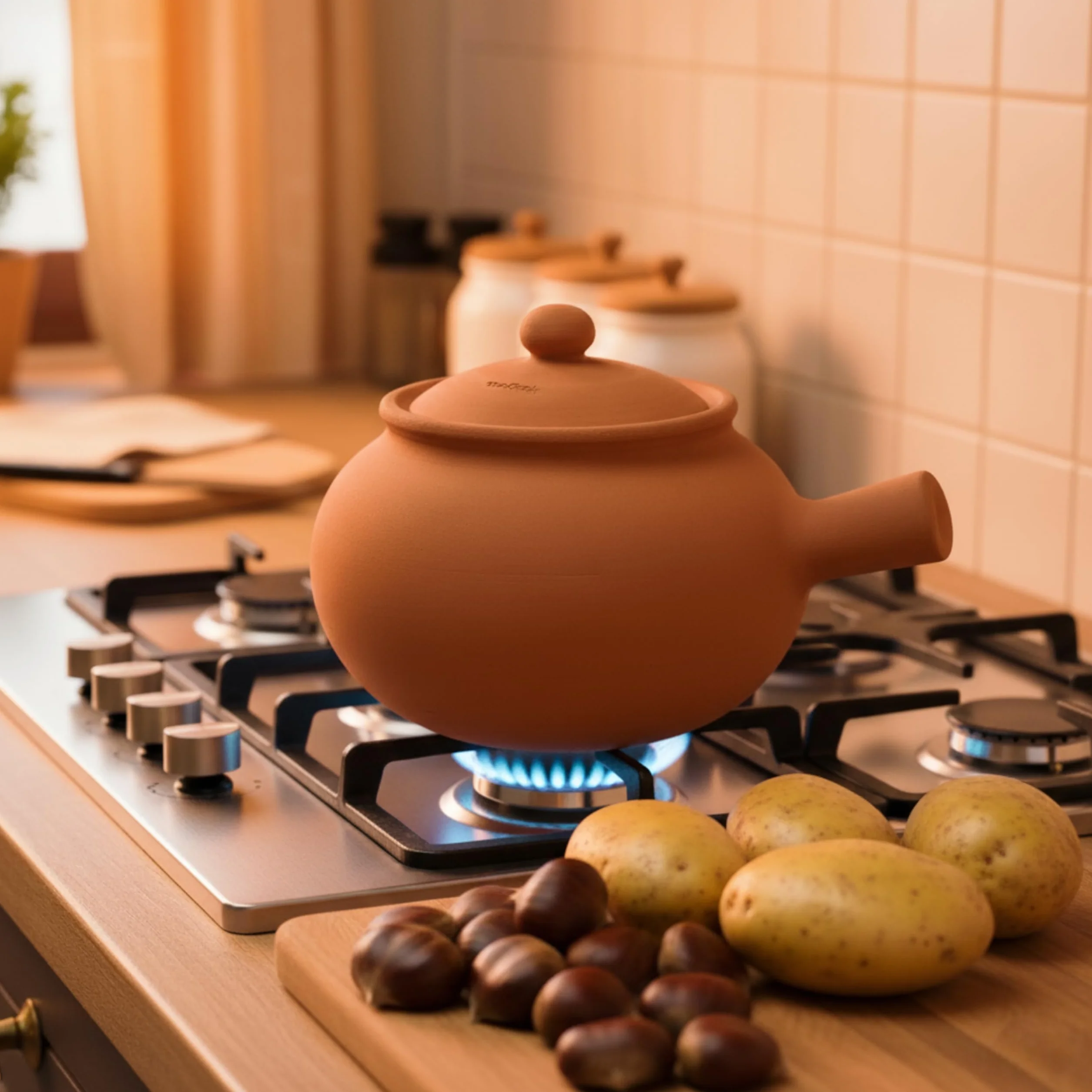 Gotuj ziemniaki i kasztany w prosty, naturalny sposób, bez tłuszczu, o wyjątkowym smaku, bez zmiany właściwości żywności. Wyprodukowano we Włoszech 100% (naturalny)