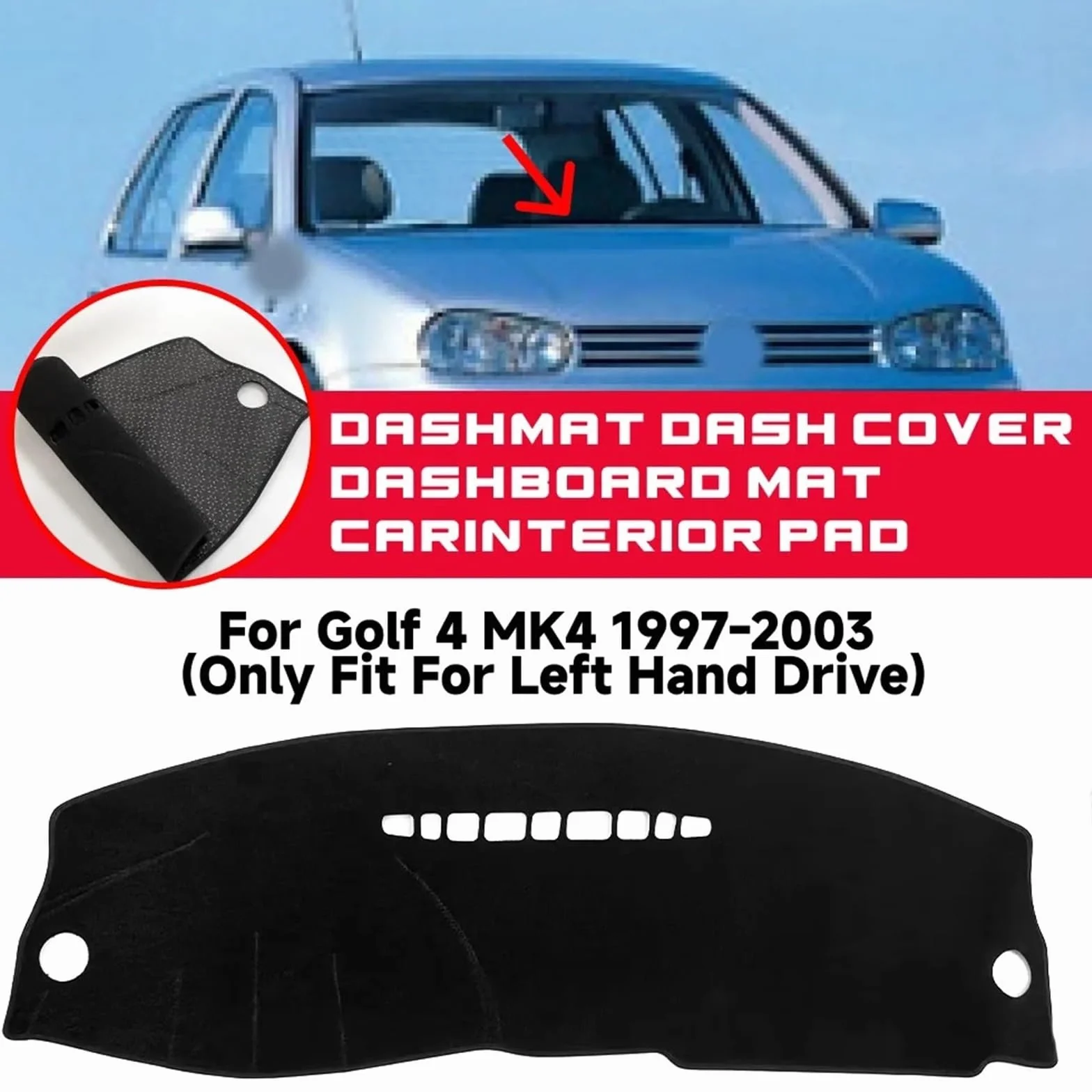 rozdzielczą samochodu Pasuje do Vw Golf 4 MK4 1997-2003 Pasuje do maty do deski rozdzielczej z kierownicą z lewej strony Dashmat Cover Pad osłona przeciwsłoneczna