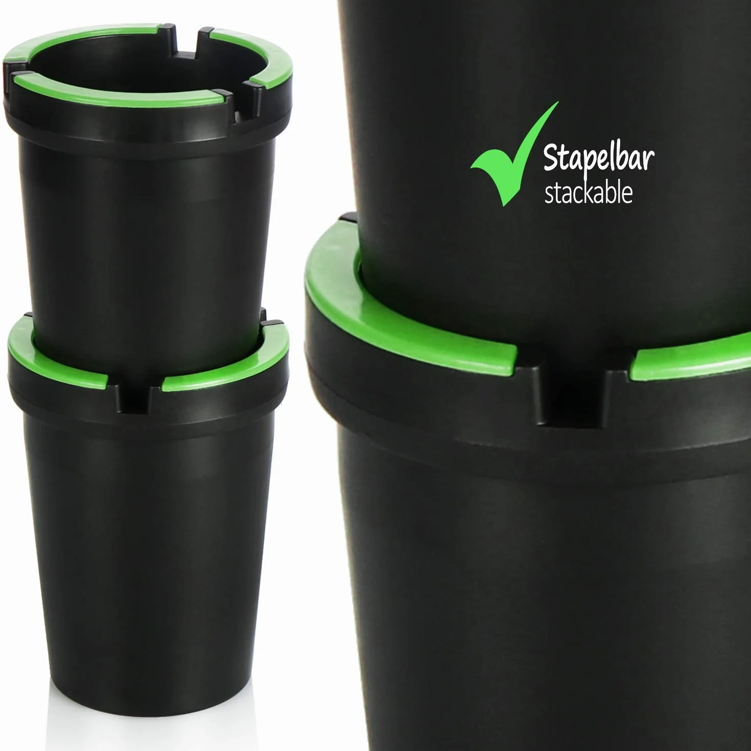 COM-FOUR® 4x popielniczka zewnętrzna - wiatroodporna popielniczka - popielniczki z oświetloną pokrywą - popielniczki, Ø 8 cm (04 sztuki - czarna)
