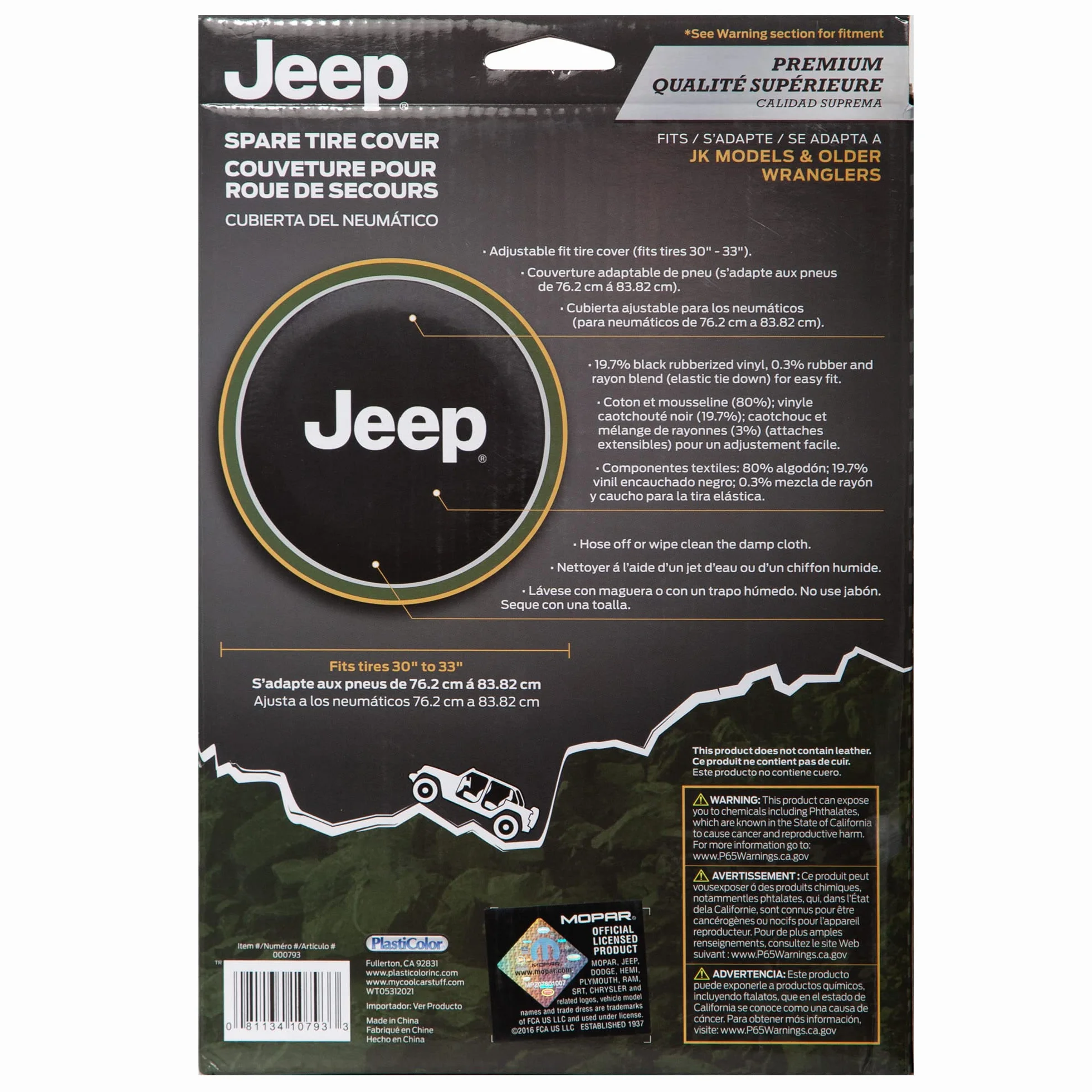 Plasticolor 000793R01 Jeep Premium pokrowiec na oponę zapasową