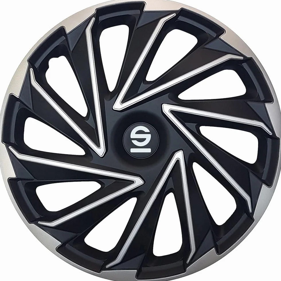 Sparco Zestaw 4 pokrowców kół 16" cali Varese SPC1680SVBK srebrne czarne pokrowce na koła samochodowe