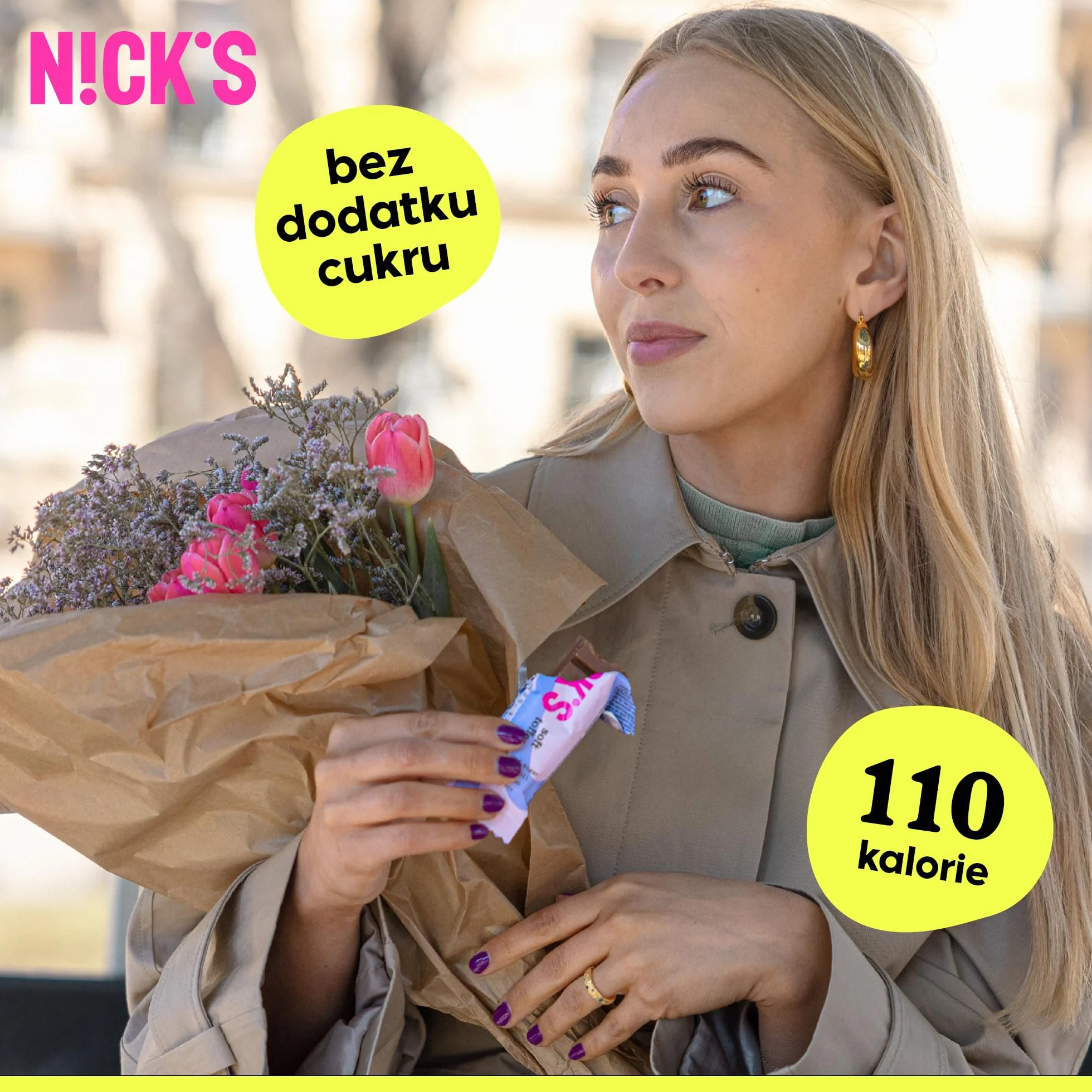 NICKS Soft toffee batonik czekoladowy keto bez cukru low carb 110 kalorii 3.5g węglowodanów netto 15x28g