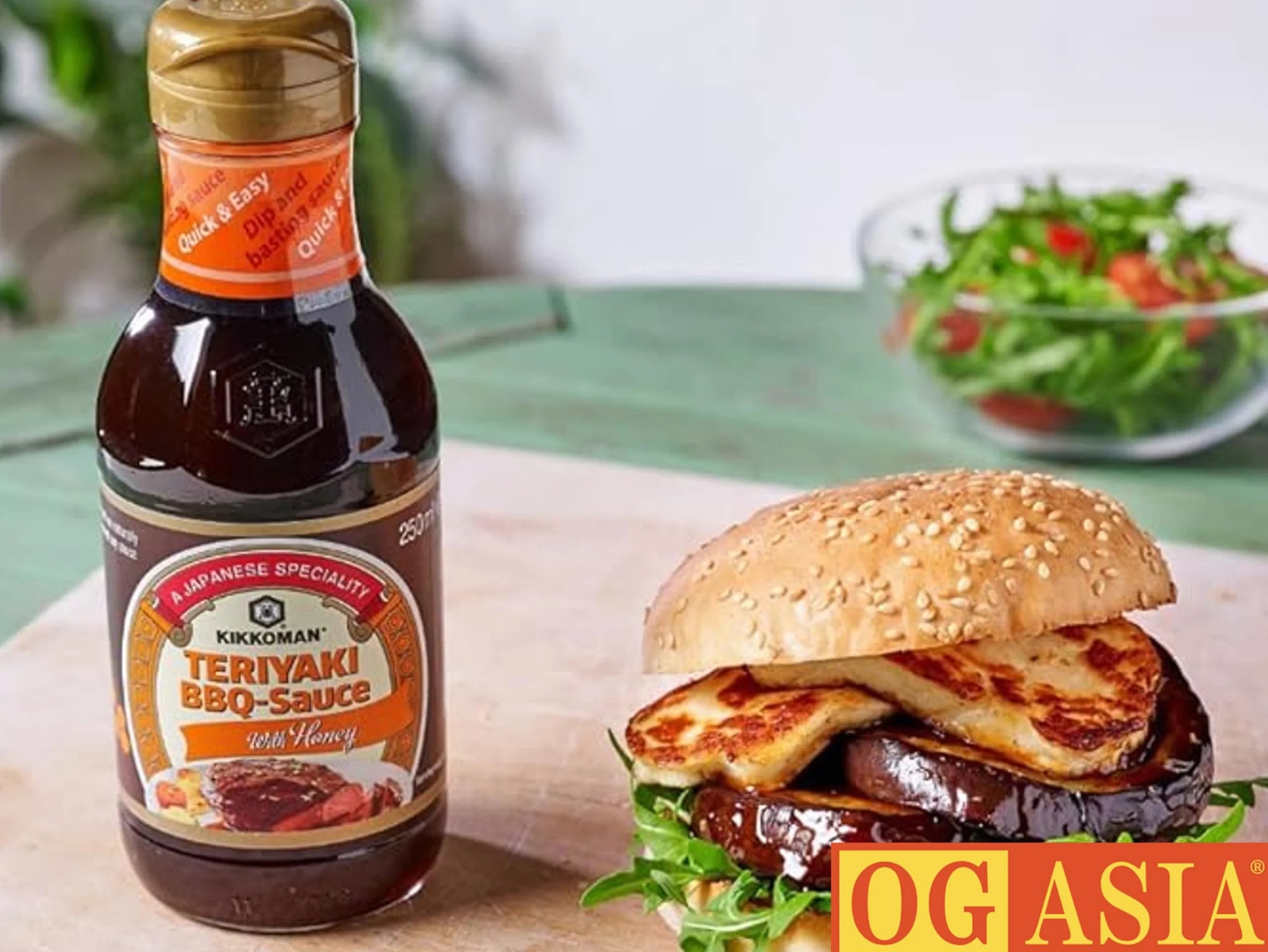 KIKKOMAN Teriyaki BBQ sos z miodem – pikantny sos do marynowania i zanurzania – OG ASIA – 250 ml