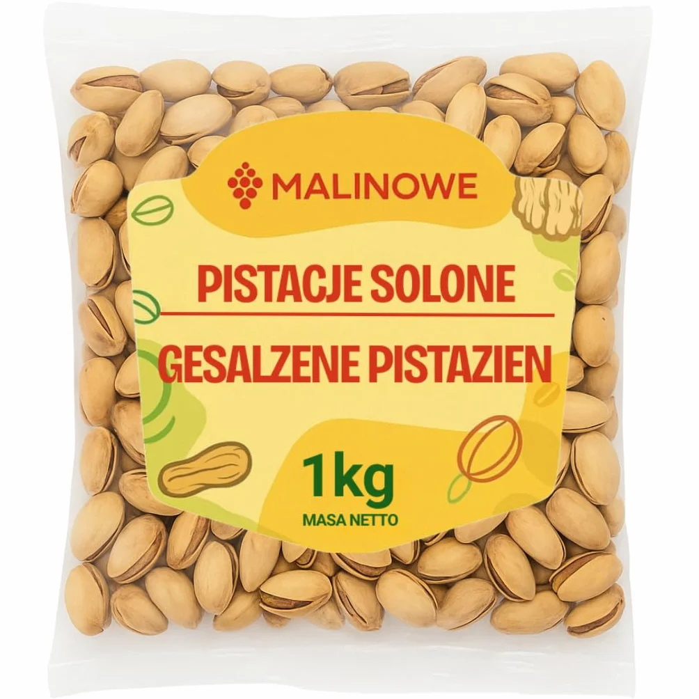 Malinowe PISTACJE PRAŻONE SOLONE 1kg Pistacje z Łuską Przekąska