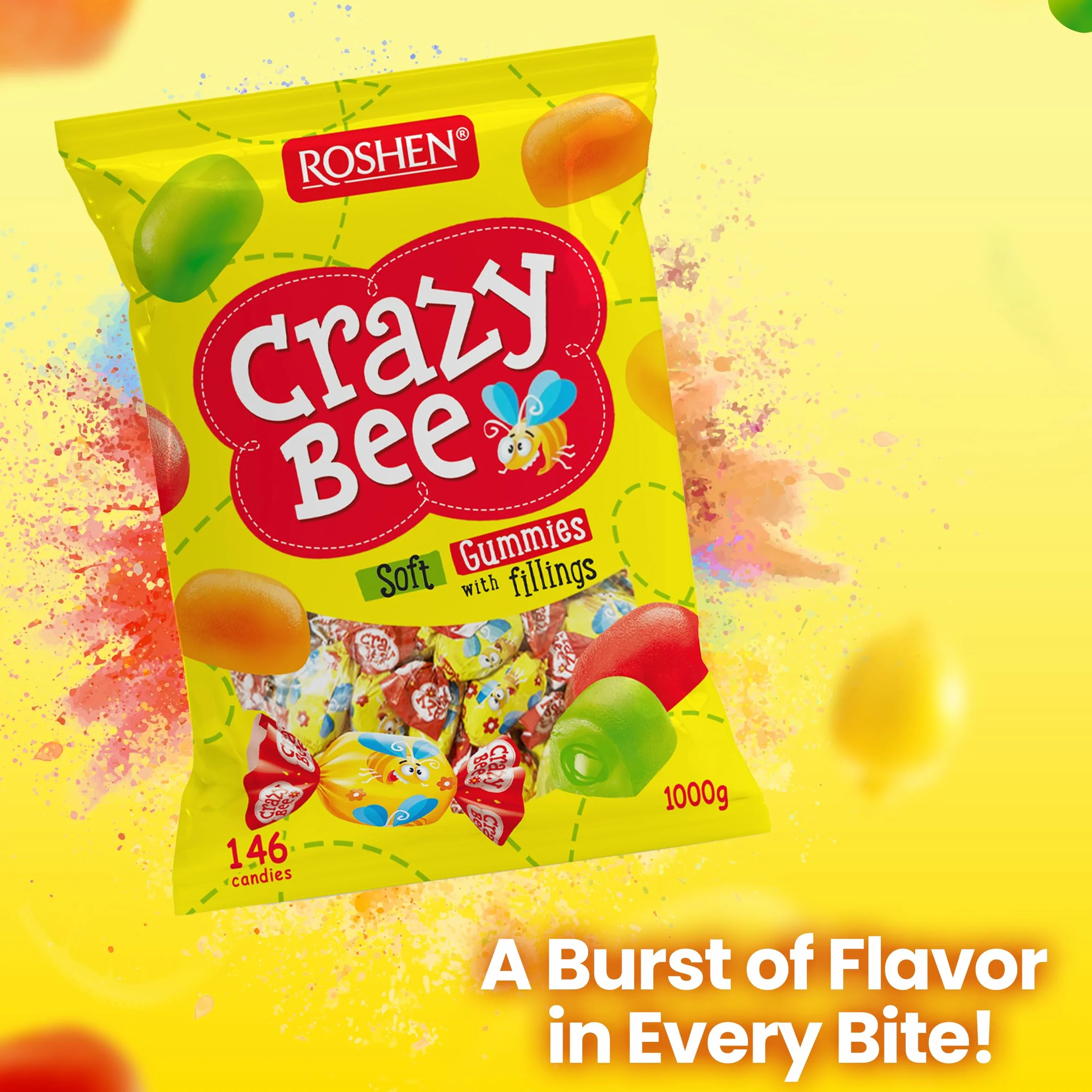 ROSHEN Cukierki Crazy Bee owocowe galaretki 1kg