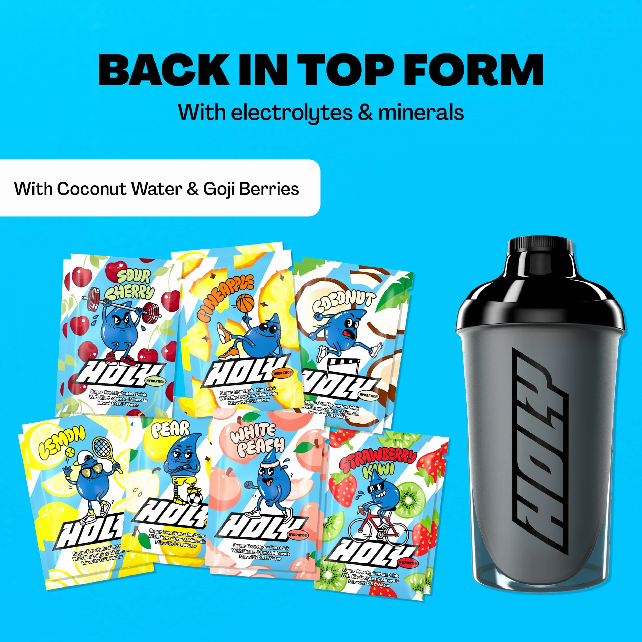 HOLY Hydration Starter Set bezcukrowy napój dla sportowców z elektrolitami 2x7 rodzajów o naturalnym owocowym smaku