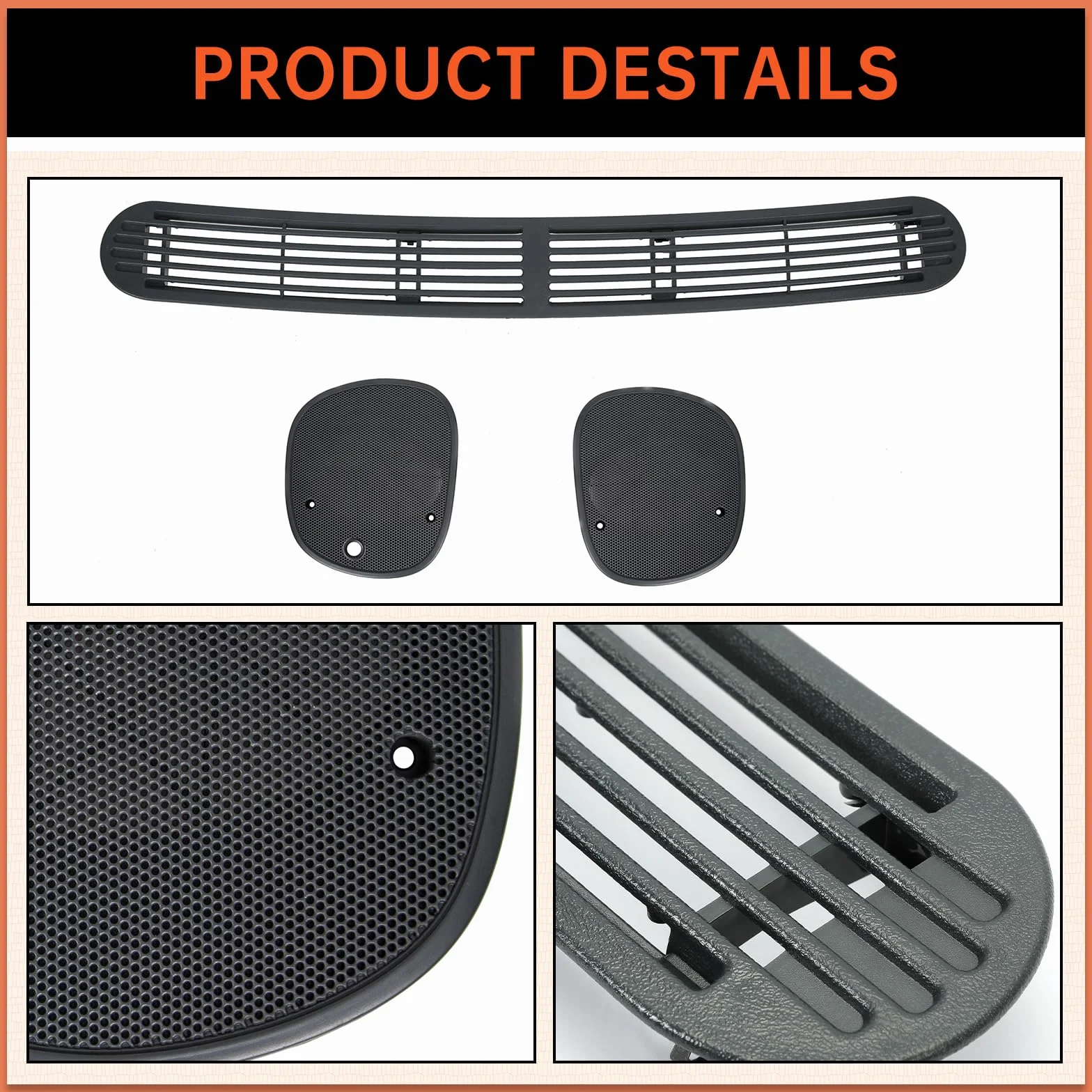 ECOTRIC Dash Defrost Vent Cover Left Right Speaker Grille Set for 1998-2005 Chevrolet S10 GMC Jimmy Sonoma/Oldsmobile Bravada/Blazer