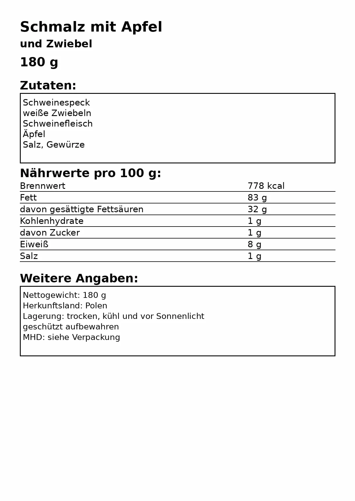 Smalec z jabłkiem i cebulą mały Schronisko Bukowina