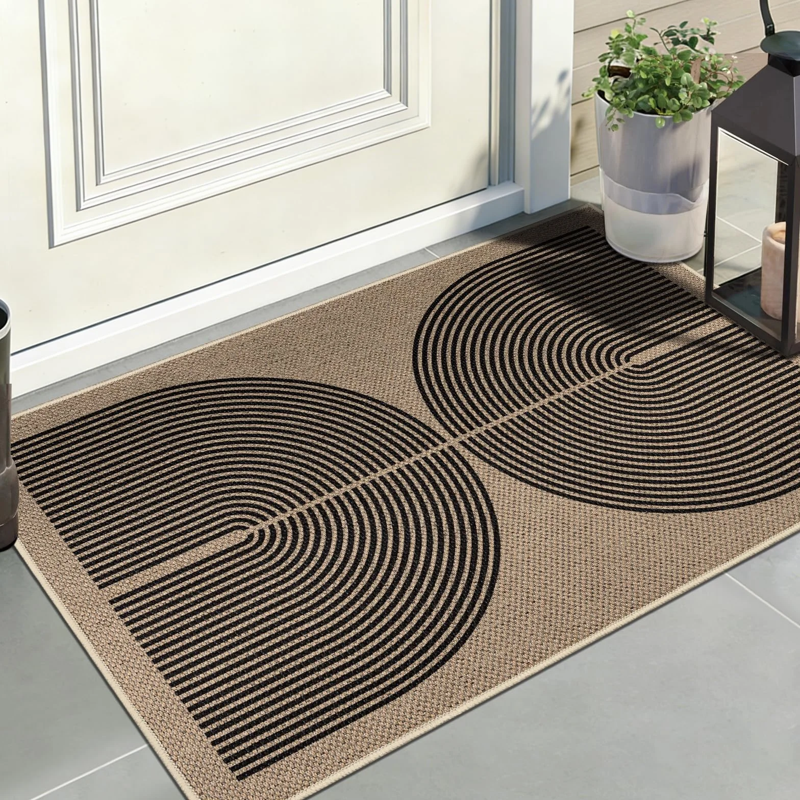 Capslpad Wycieraczka zewnętrzna i wewnętrzna, 60 x 90 cm, wygląd juty, antypoślizgowa mata zatrzymująca brud, cienka wycieraczka pod drzwi, nadaje się do prania, do drzwi wejściowych, na balkon