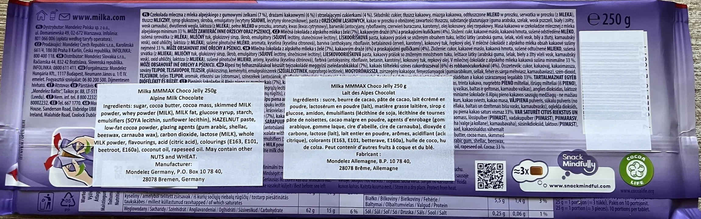 Milka Mmmax Czekolada mleczna Choco Jelly 250g