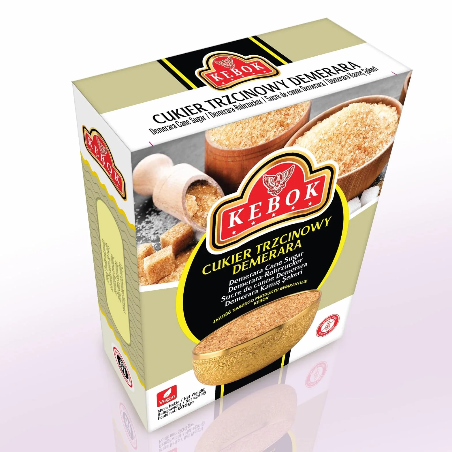 Kebok Cukier Trzcinowy Demerara, Naturalny Brązowy, 500g