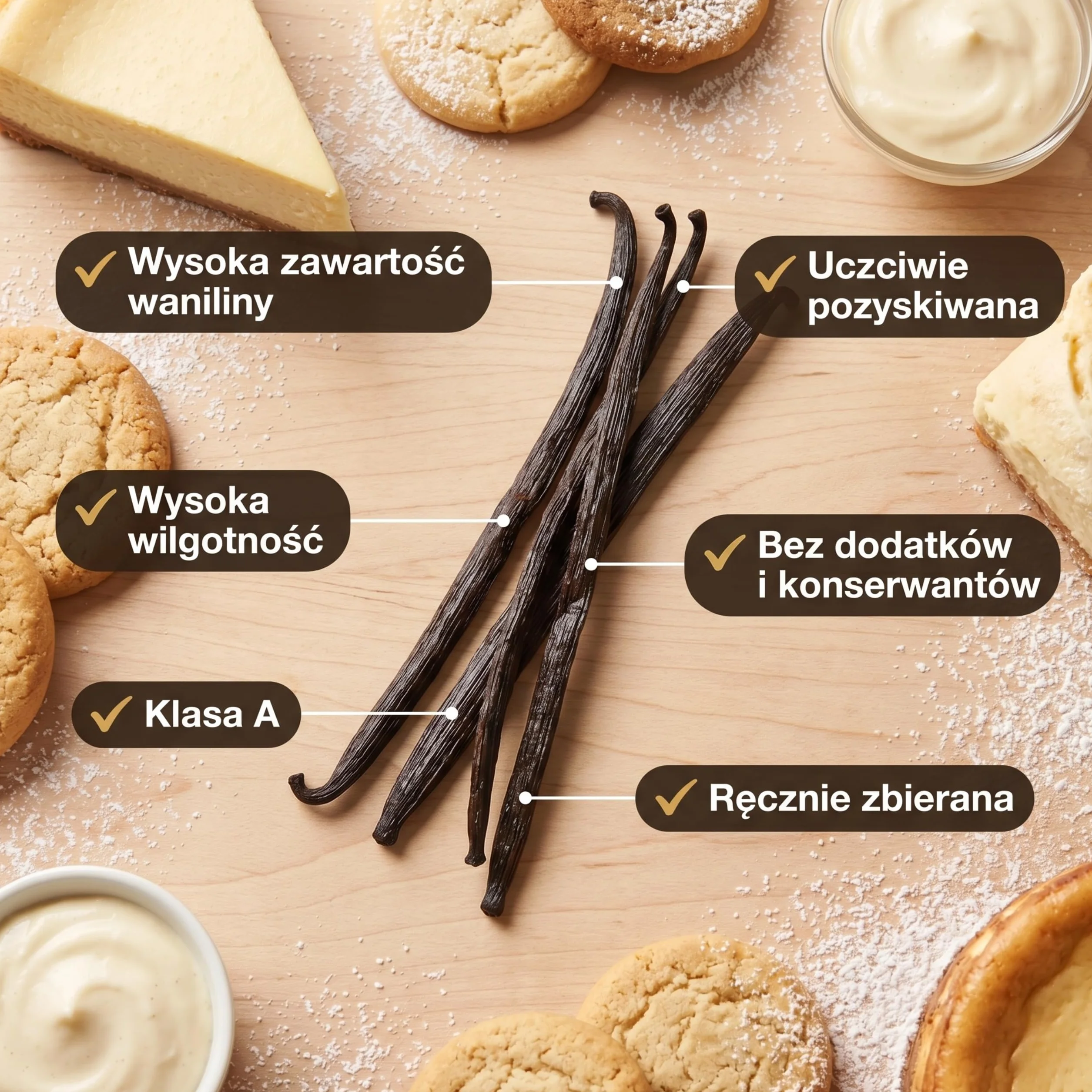 WANILIA LASKA WANILII SZTUK XXL (16-18 CM) ŚWIEŻE LASKI WANILII