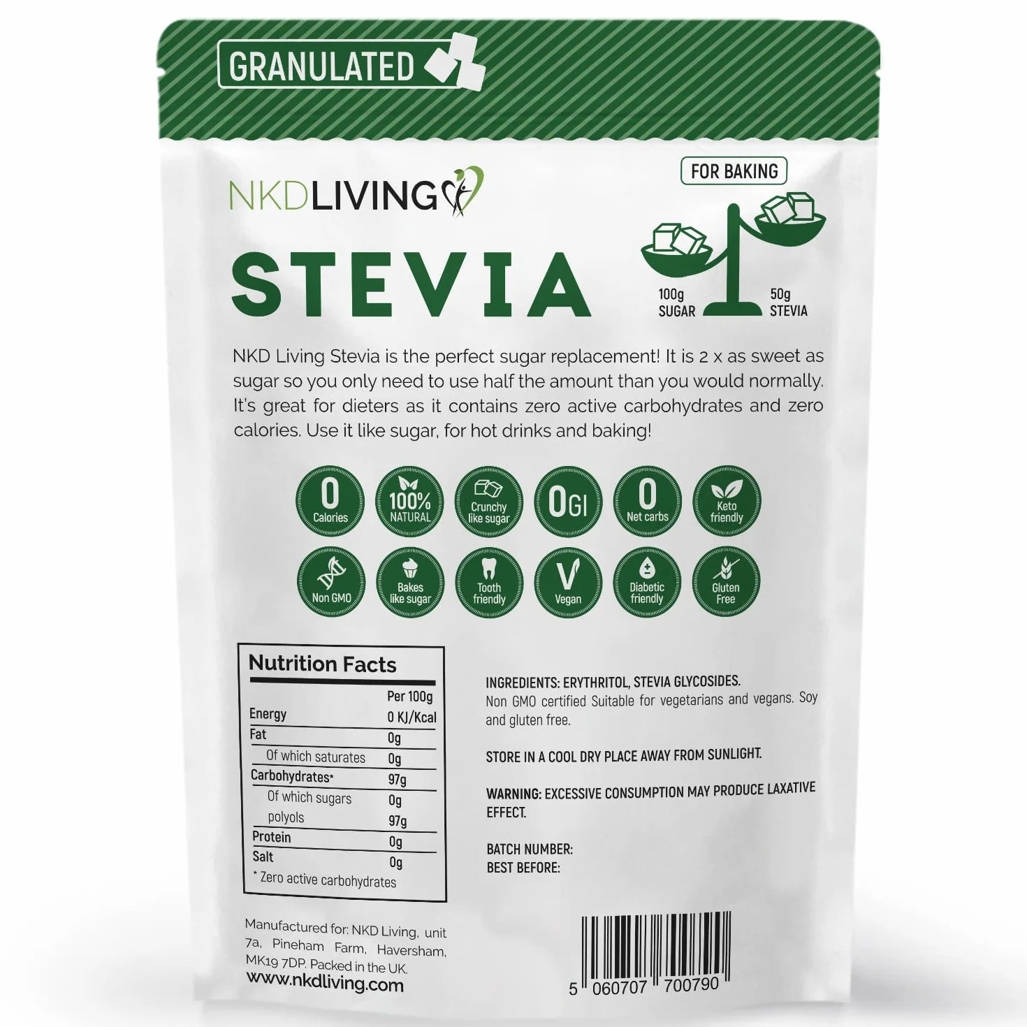NKD Living Stevia słodzik granulat - 1 kg