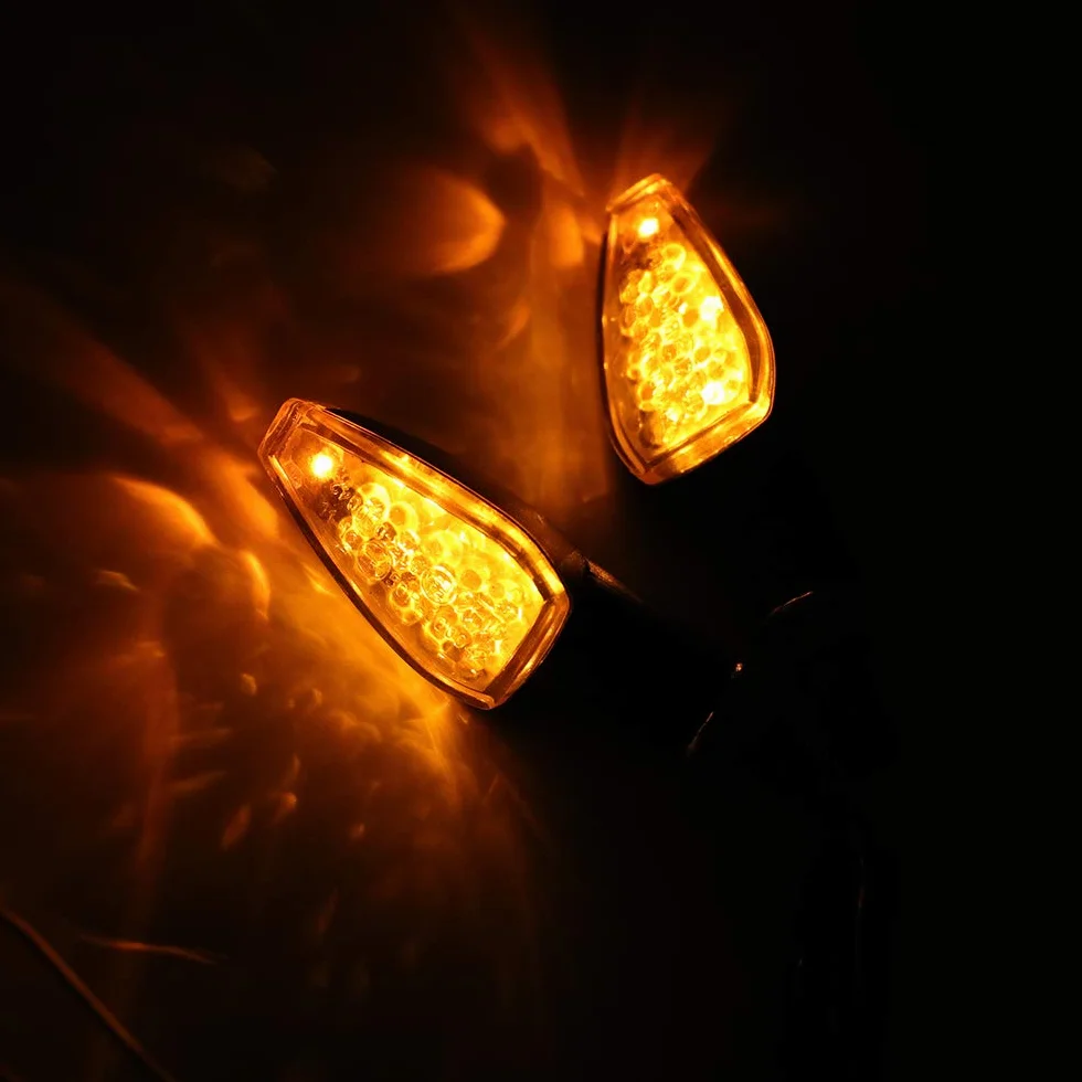 4 szt. wskaźniki do motocykla, 12V 14 diod LED, kierunkowskazy, certyfikacja E, wodoodporne, uniwersalne, do skutera, quada, motoroweru, dojazdowego (dym)