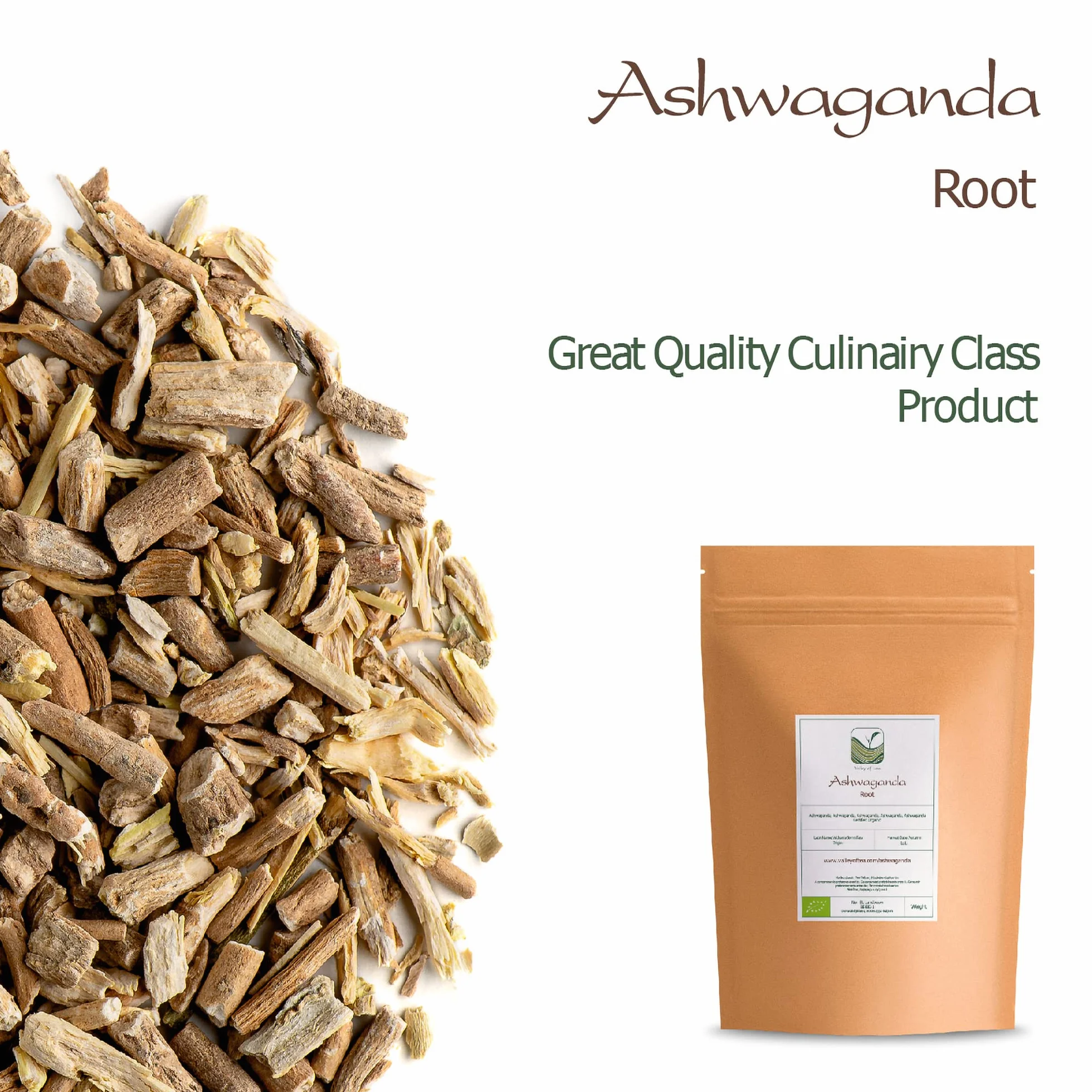 Ashwagandha Organic Root India - For Relexation - Ashwanda Roots - Ashwagonda - Indian Ginseng - Poison Gooseberry - Winter Cherry