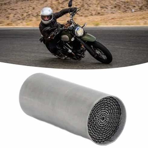 Katalizator Rury Wydechowej Motocykla ze Stali Nierdzewnej 42x100mm Uniwersalny Przedni Środkowy Tłumik