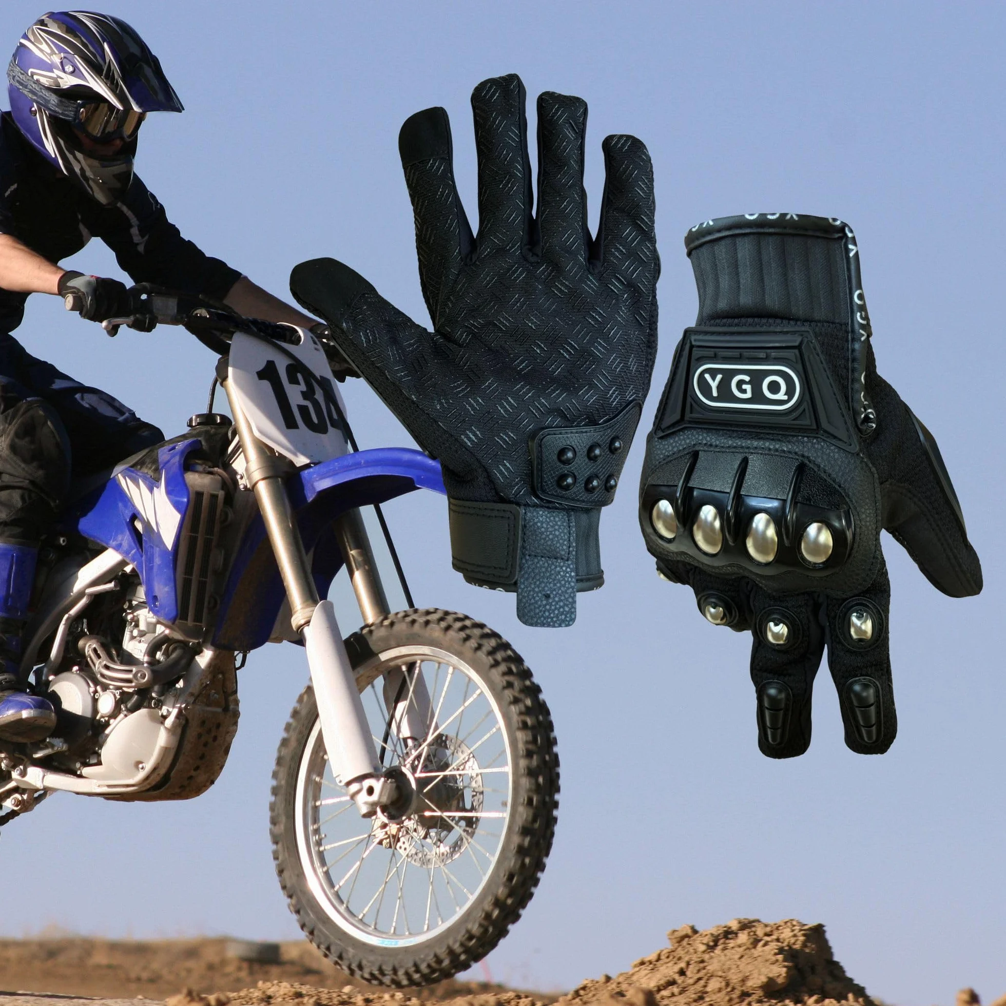 Motocyklowe rękawice Powersports dla mężczyzn, do obsługi ekranów dotykowych, rękawice motocyklowe z twardą skorupą i wyściółką dłoni do sportów wyścigowych