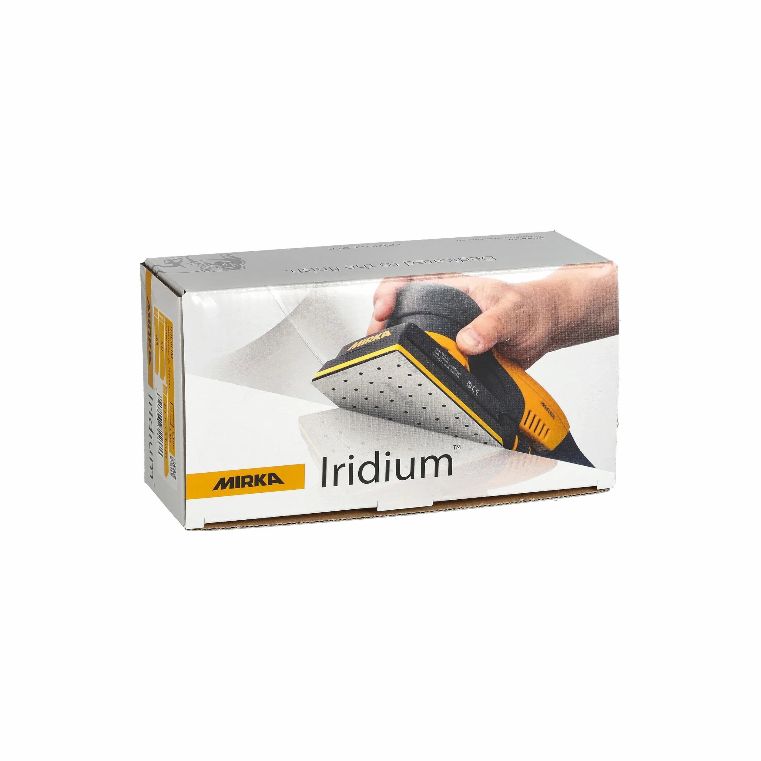 Mirka Iridium Premium papier ścierny 81x133mm rzep 54-otwory, ziarnistość 40, 50/opakowanie/Do szlifowania farb, szpachli, podkładów, drewna, stali, materiałów mineralnych, tworzyw sztucznych.
